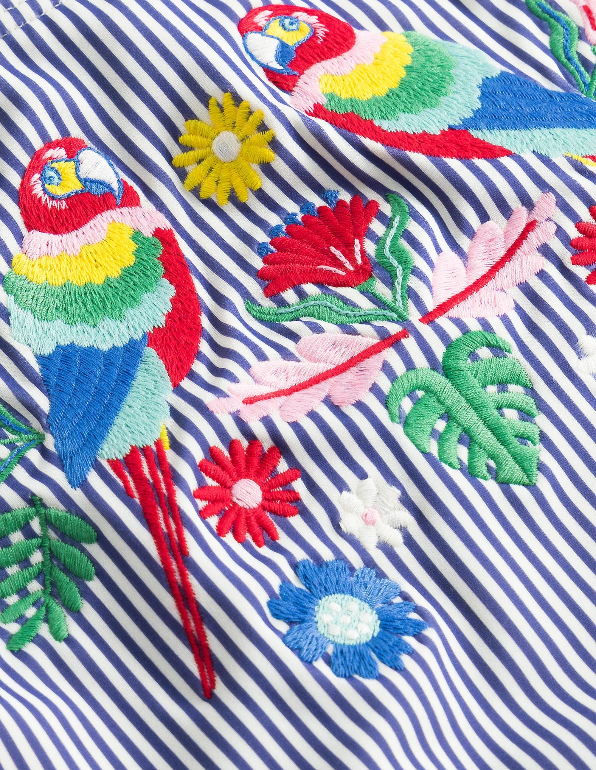 Badeanzug mit Stickereien-Segelblau/Naturweiß, Gestreift/Papagei - Image 3