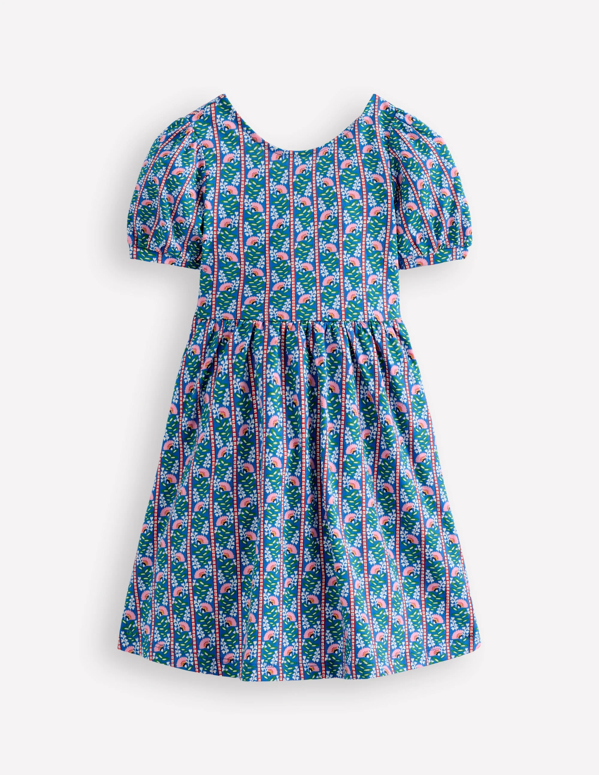 Ballerina-Jerseykleid-Eisvogelblau Florale Rebe