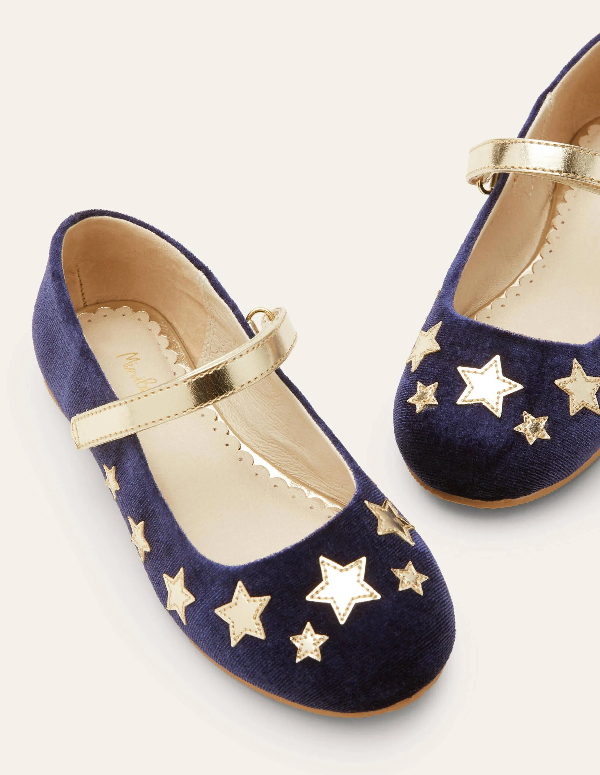 Ballerinas aus Samt-Schuluniform-Navy, Sterne