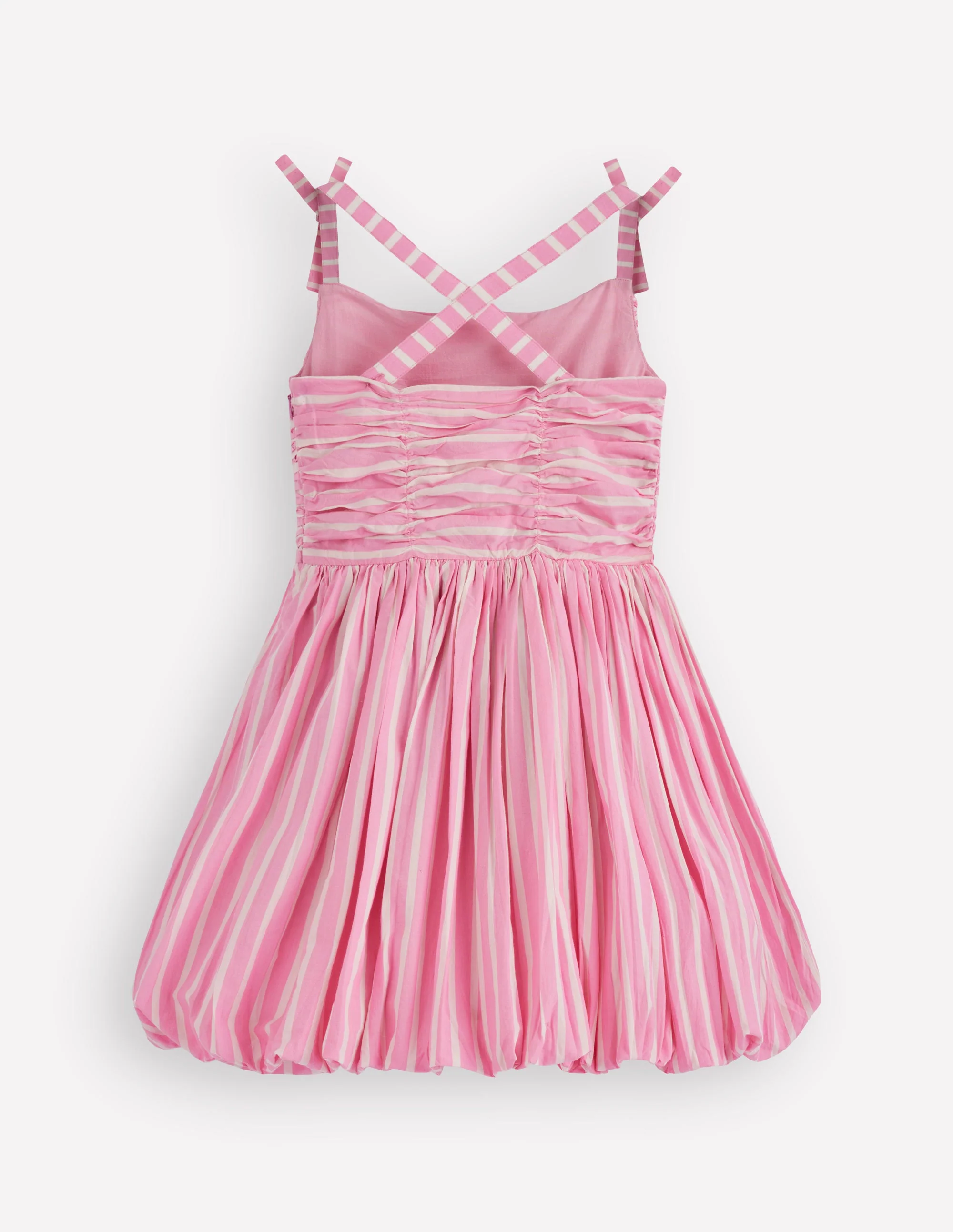 Ballonkleid mit gerafftem Oberteil-Ameisenrosa mit Streifen - Image 2