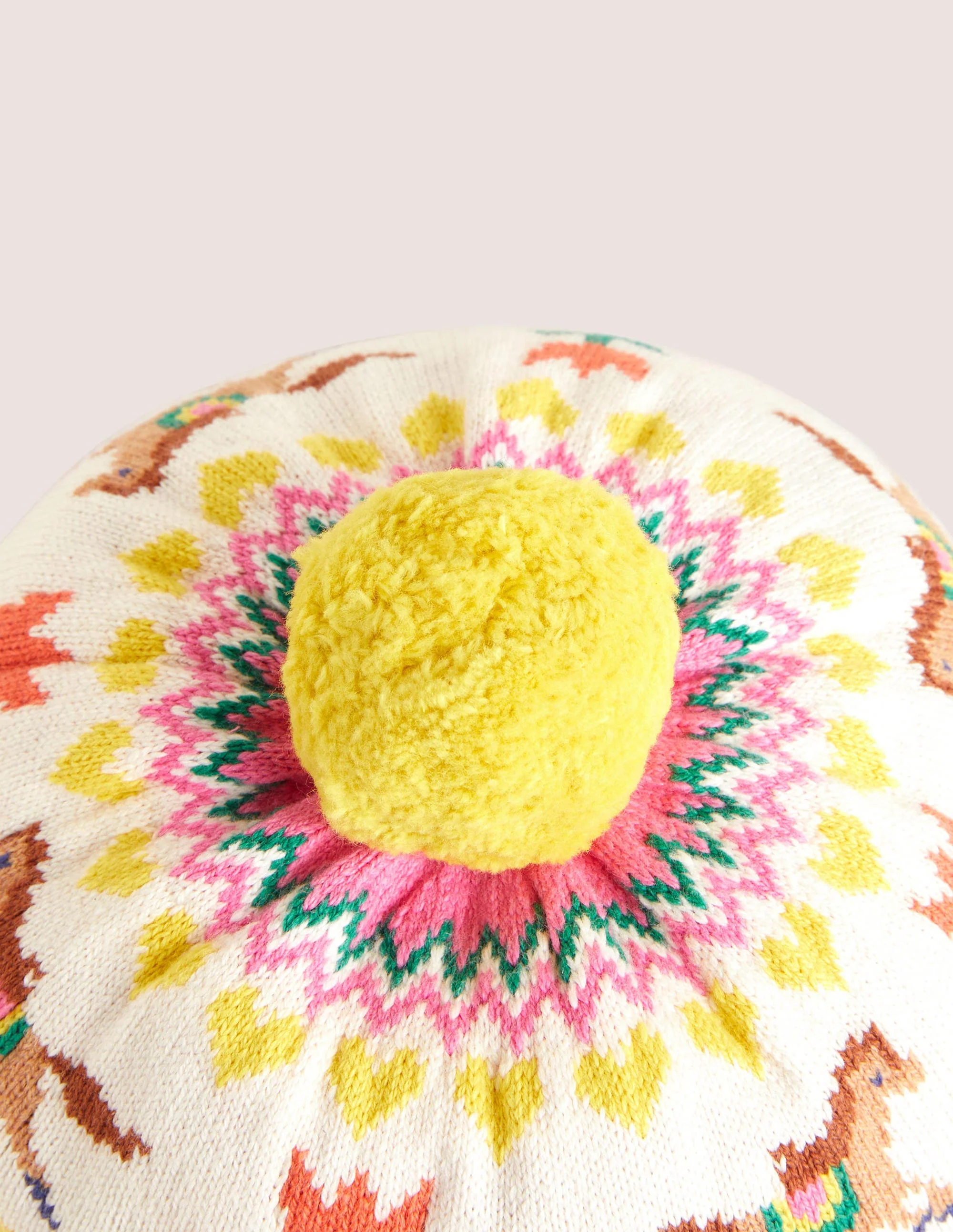 Baskenmütze mit Fair-Isle-Muster-Rosa, Pferd - Image 2