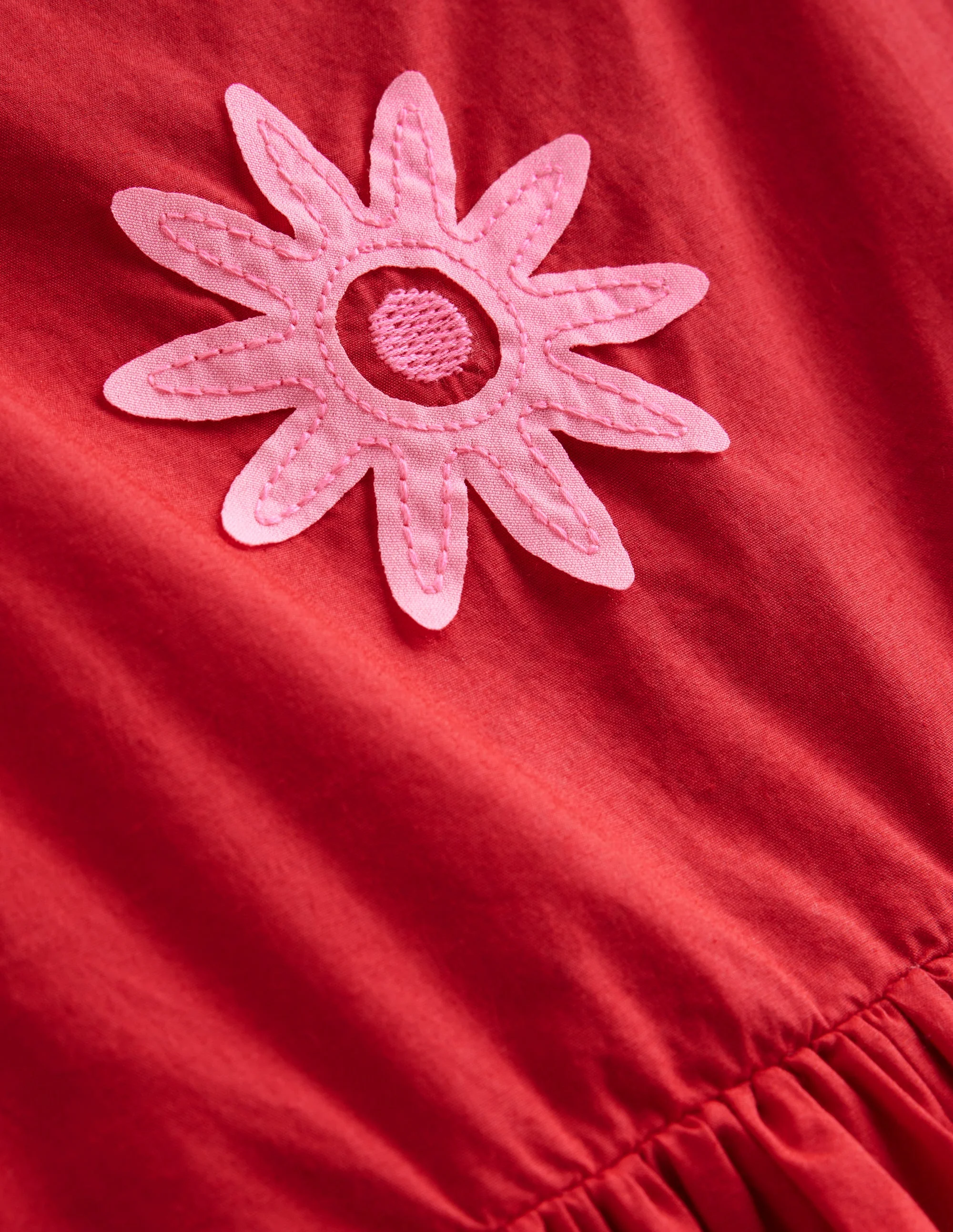Baumwollkleid mit Applikationen-Mohnblumenrot Palmen - Image 3