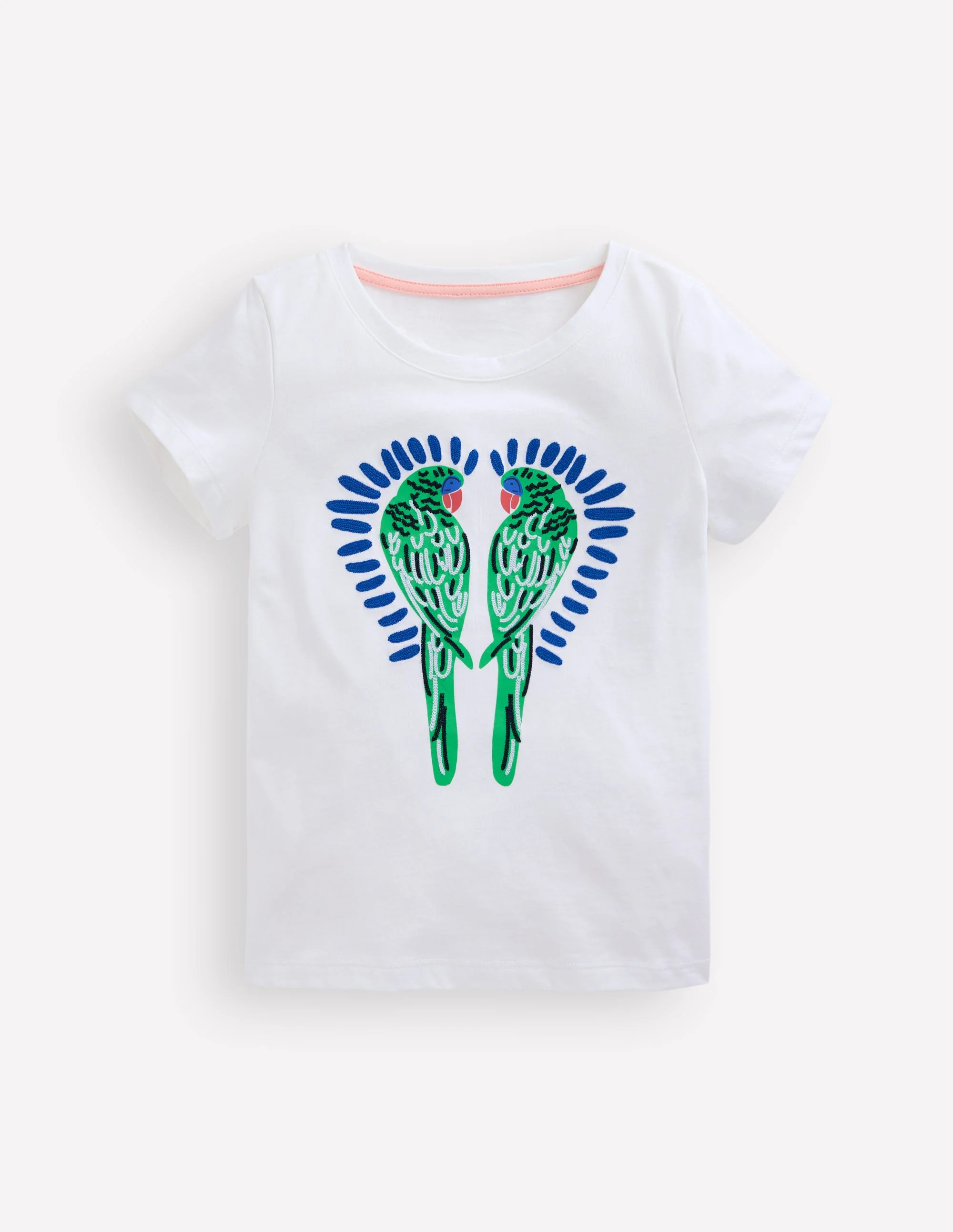 Bay Bouclé-T-Shirt-Weiß Vögel - Image 4