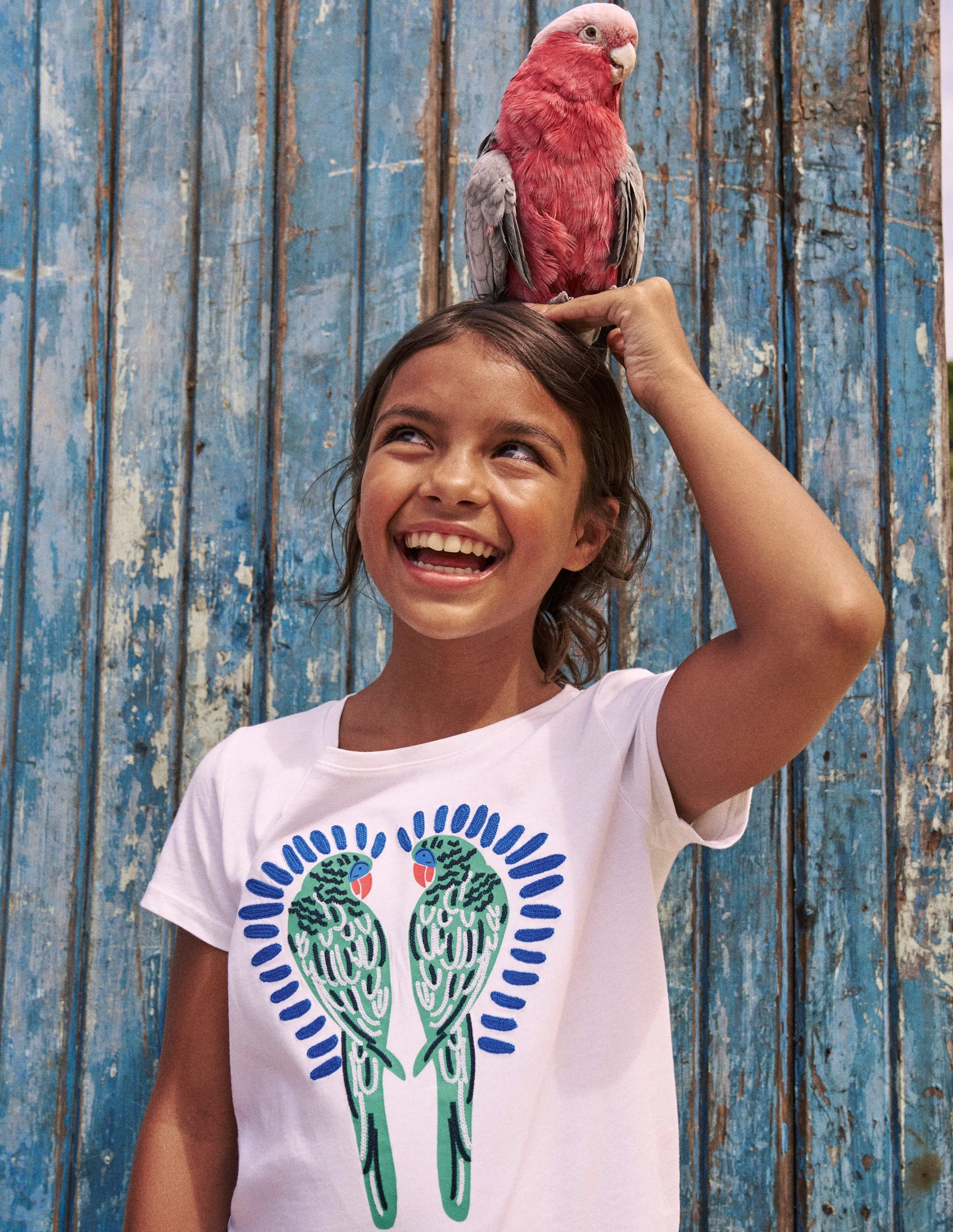 Bay Bouclé-T-Shirt-Weiß Vögel - Image 7