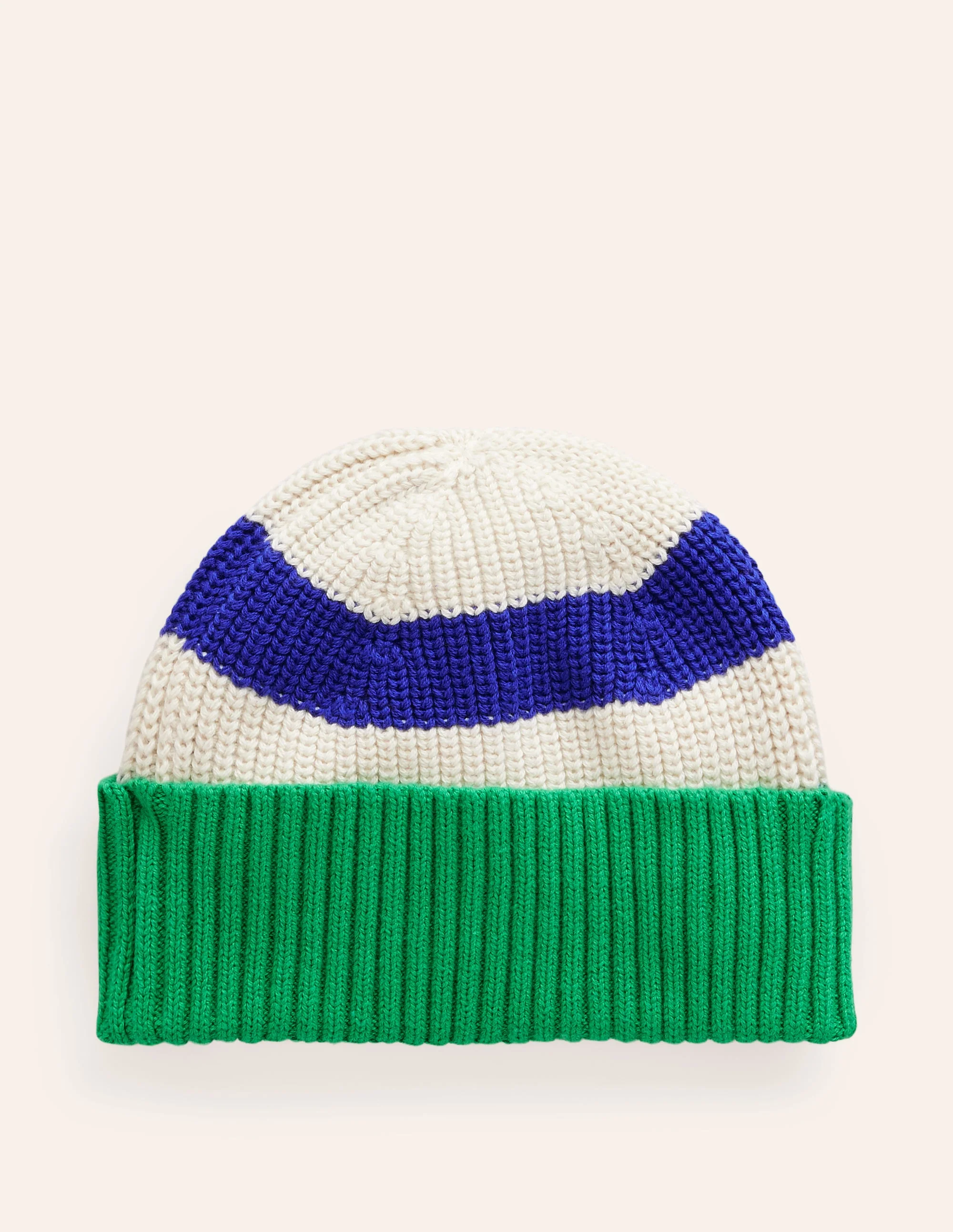 Beanie in Blockfarben-Saphirblau/Beige