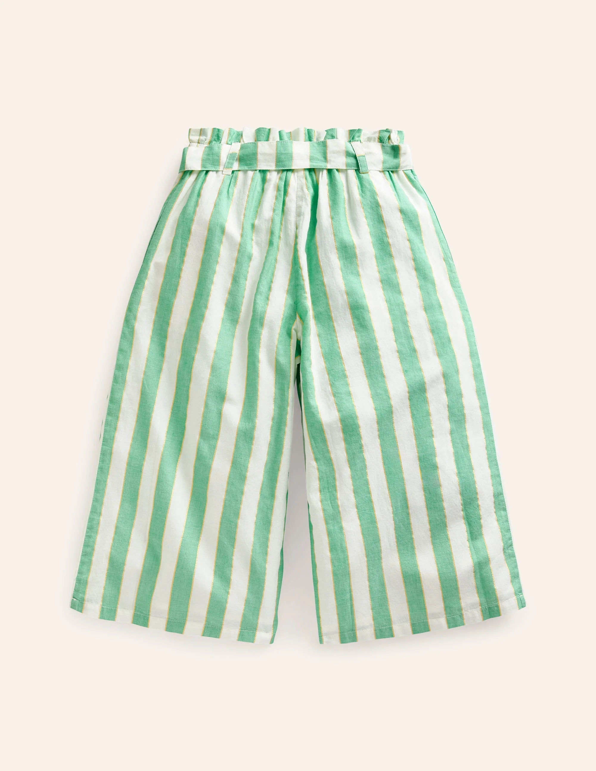 Bedruckte Hose mit weitem Bein-Grüne Streifen, Lurex - Image 2