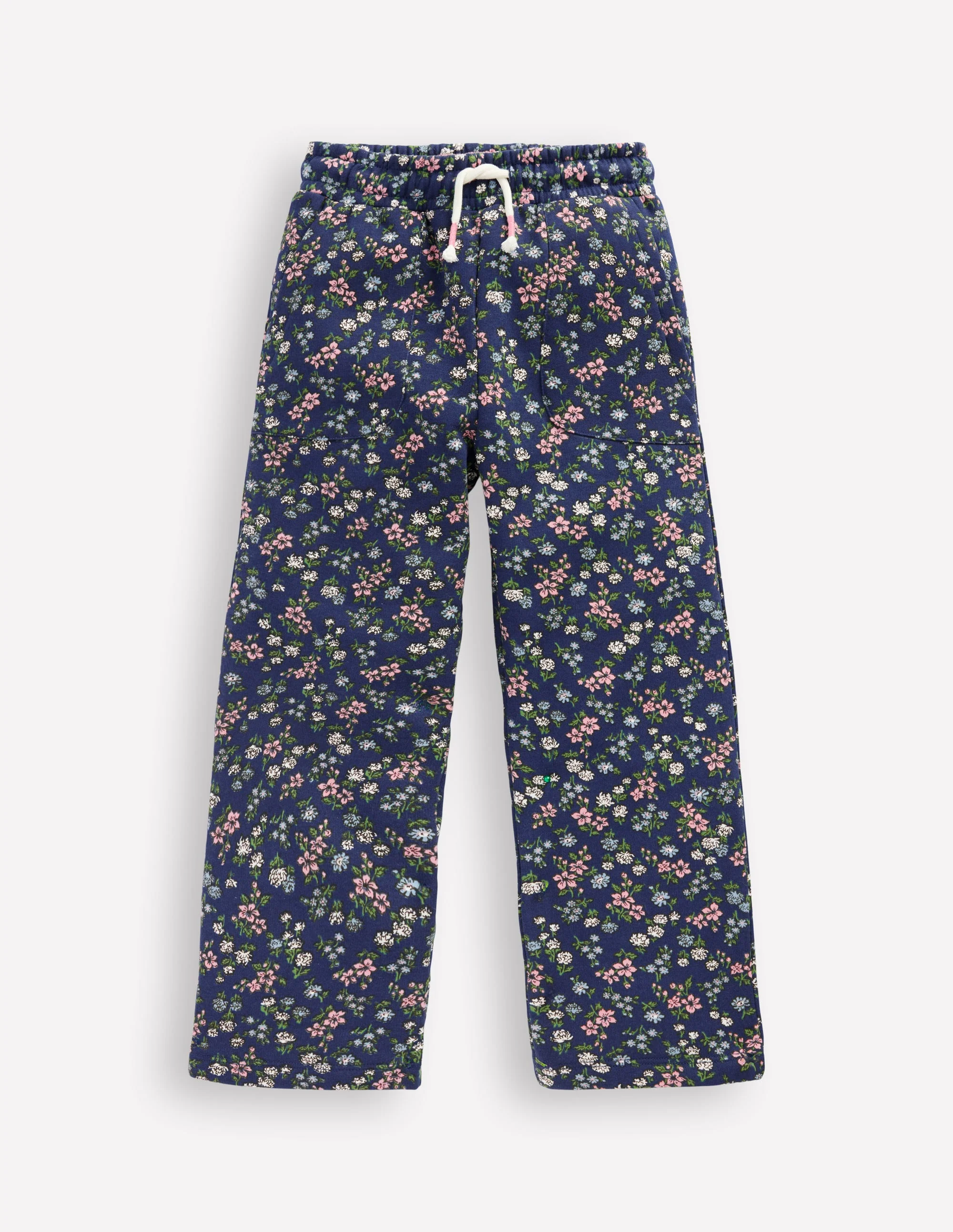Bedruckte Jogginghose mit weitem Bein-Steuerbordblau Wiese Blumenmuster