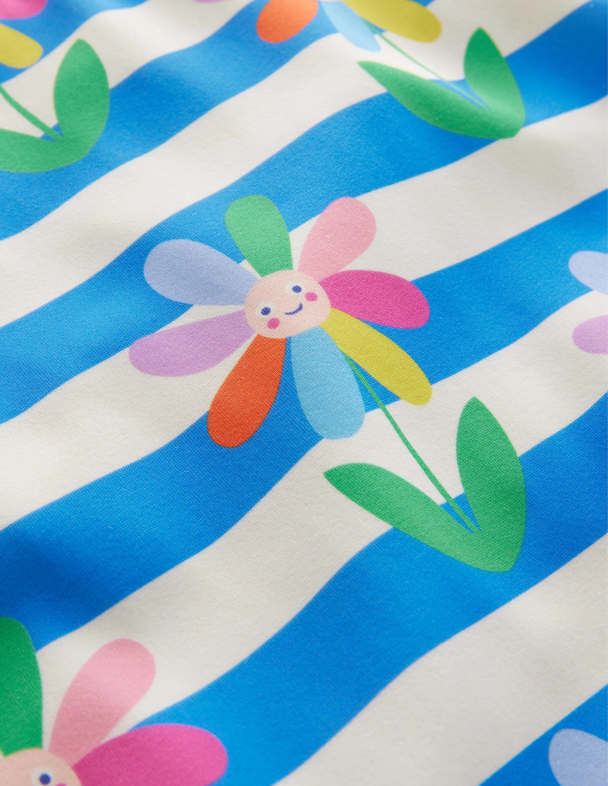 Bedruckter Badeanzug mit gekreuzten Trägern-Blau, Gänseblümchen/Gestreift - Image 3