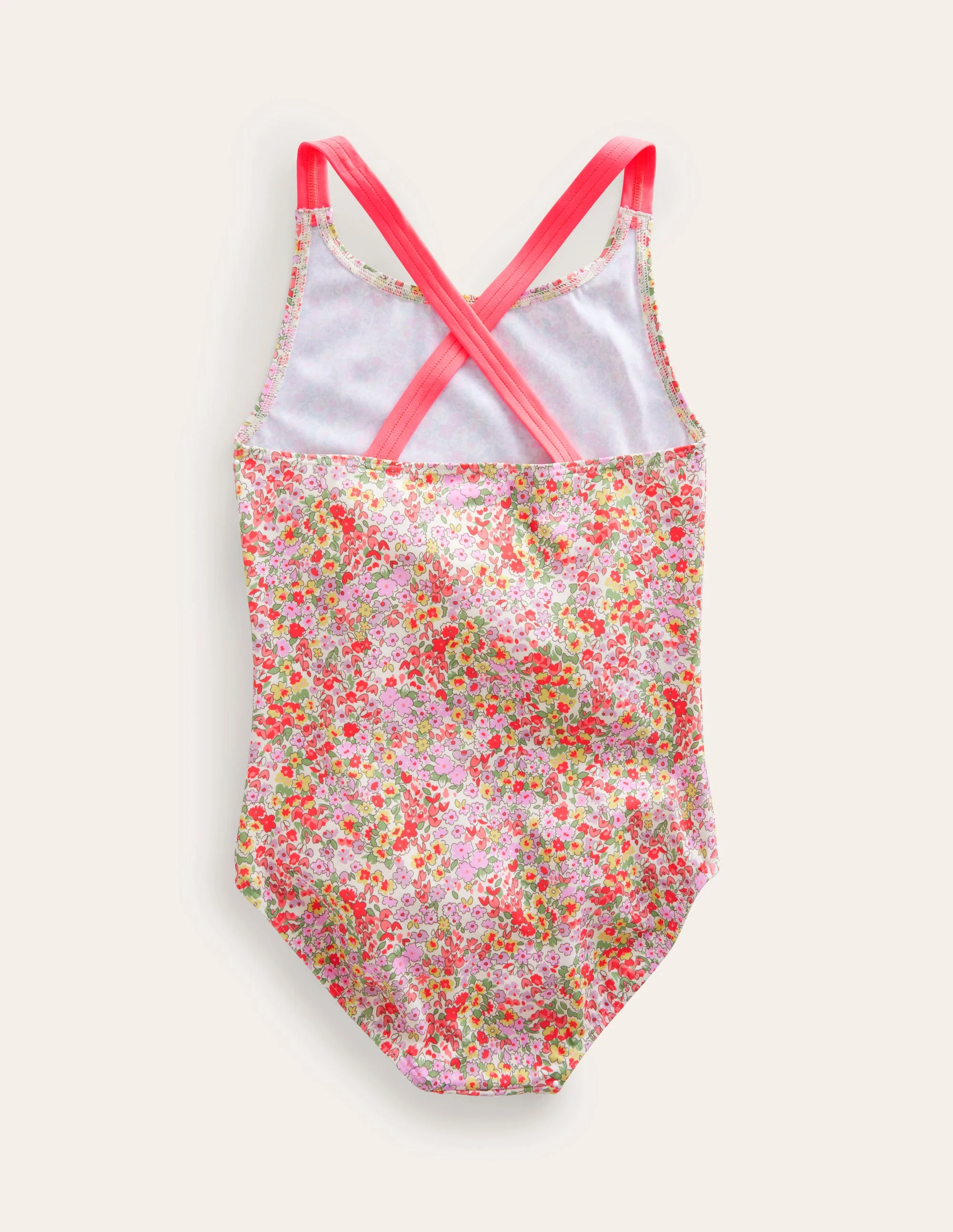 Bedruckter Badeanzug mit gekreuzten Trägern-Frühling Floral - Image 2