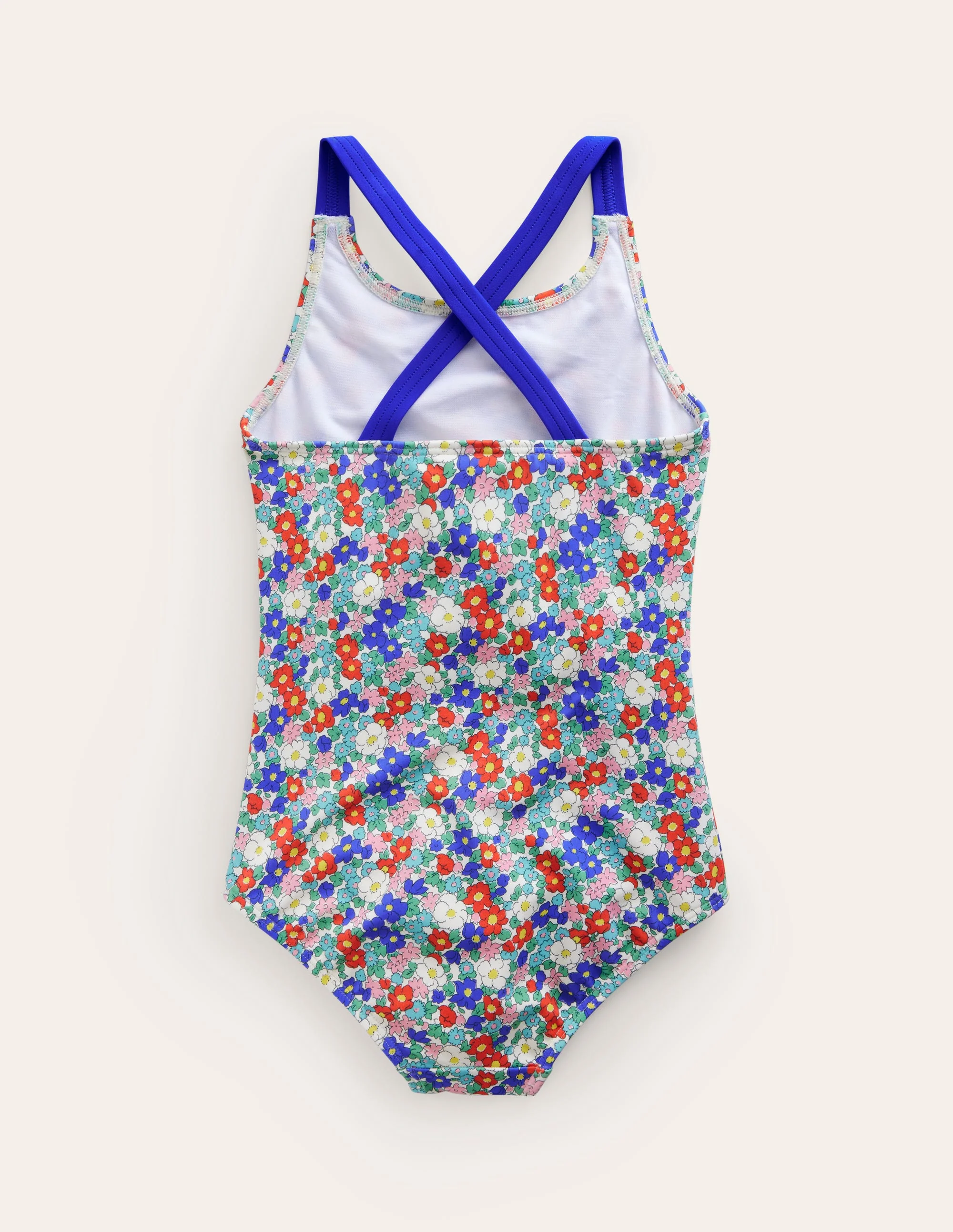 Bedruckter Badeanzug mit gekreuzten Trägern-Nautisch Blumenmuster - Image 2