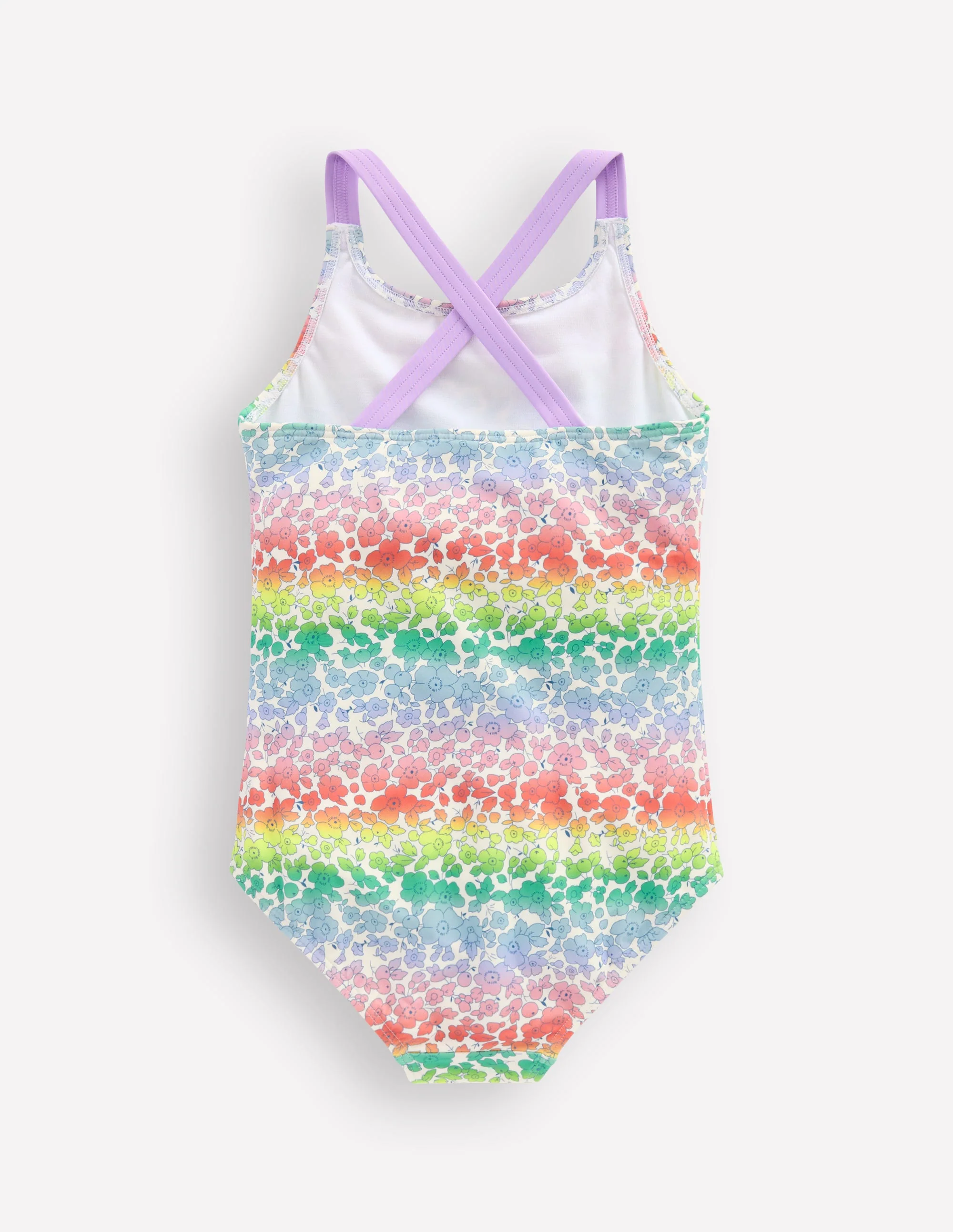 Bedruckter Badeanzug mit gekreuzten Trägern-Regenbogen-Ombré Blumenbeet - Image 2
