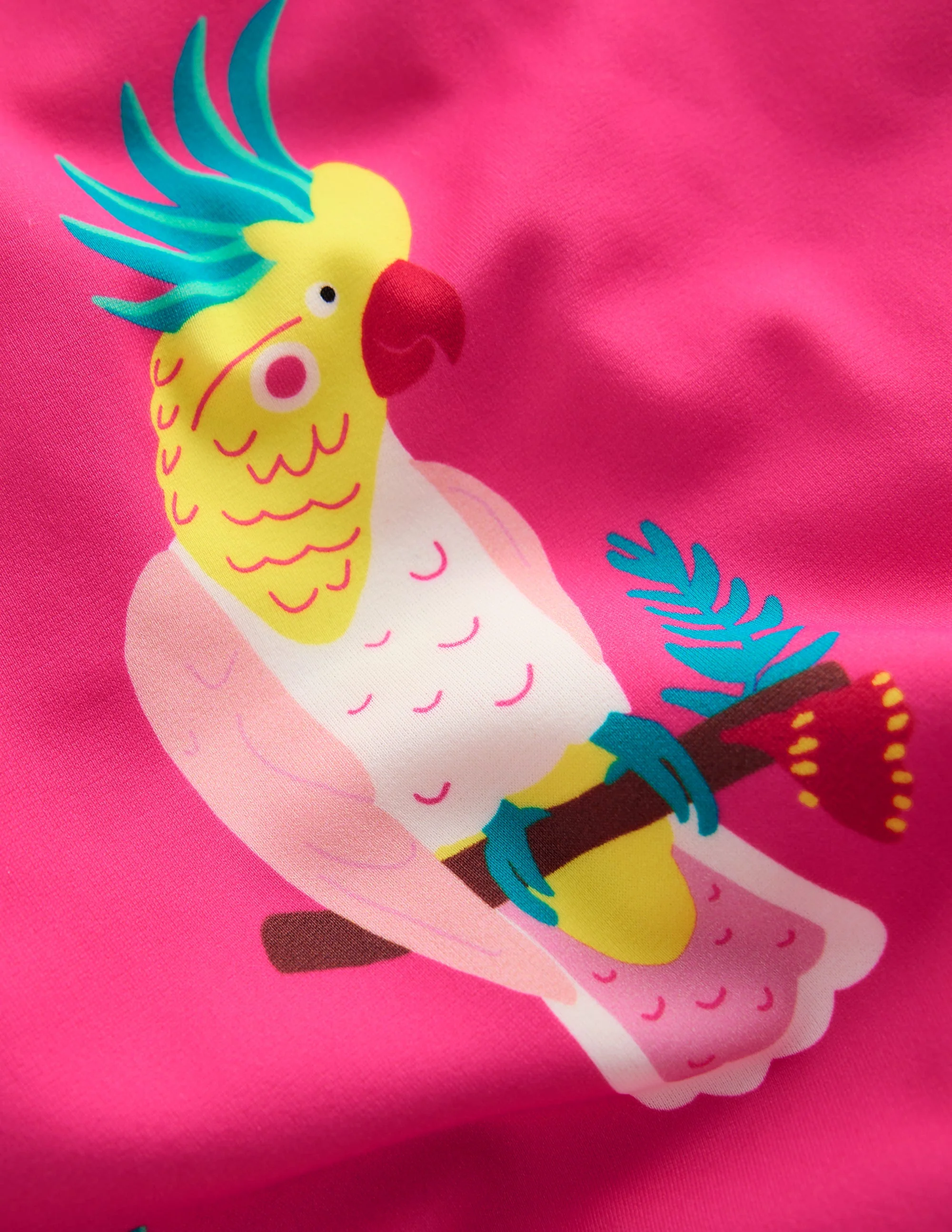 Bedruckter Badeanzug mit gekreuzten Trägern-Rosa Tropischer Vogel - Image 3
