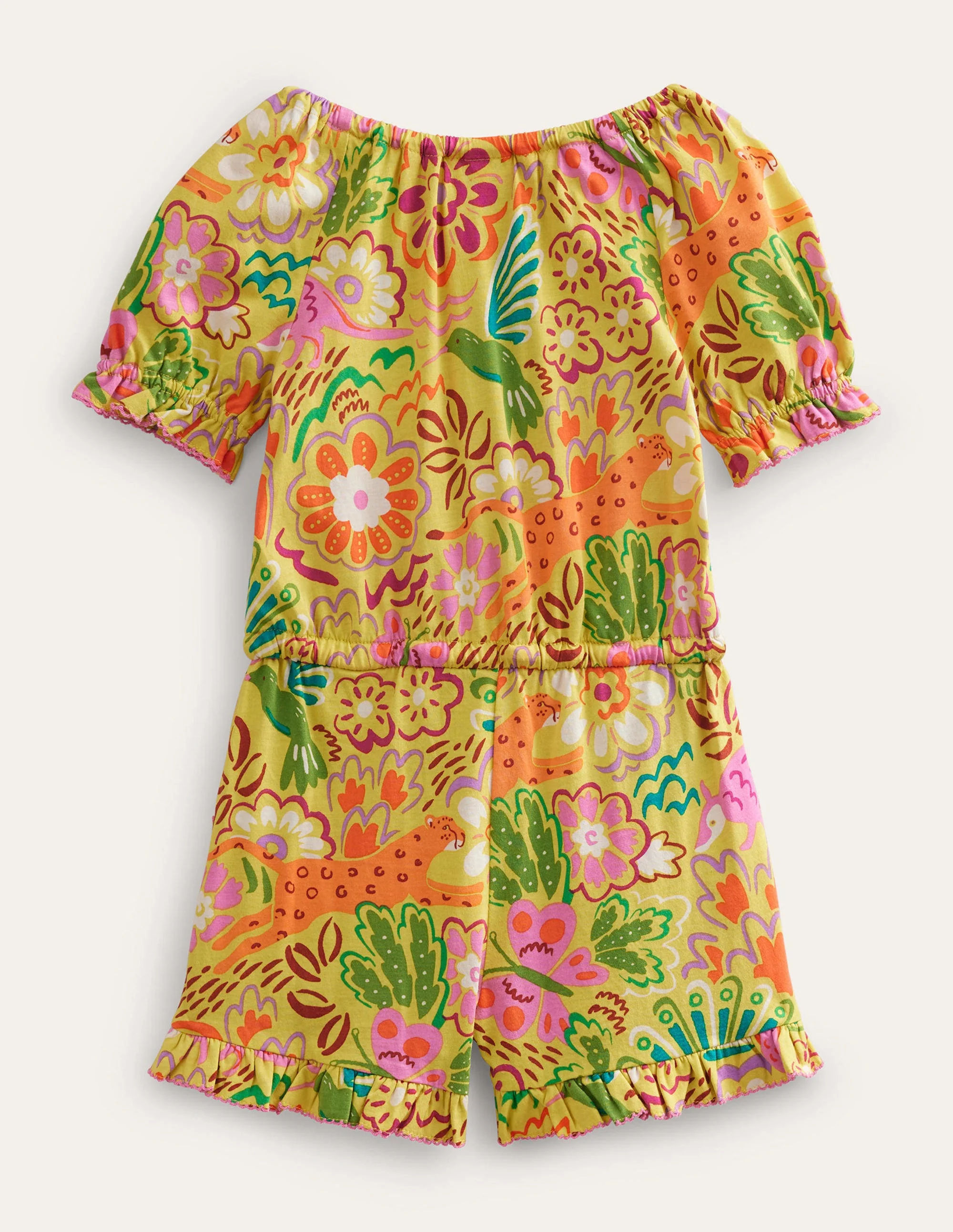 Bedruckter Jumpsuit aus Jersey (WW)-Stachelbeerengelb, Blumenmuster - Image 2