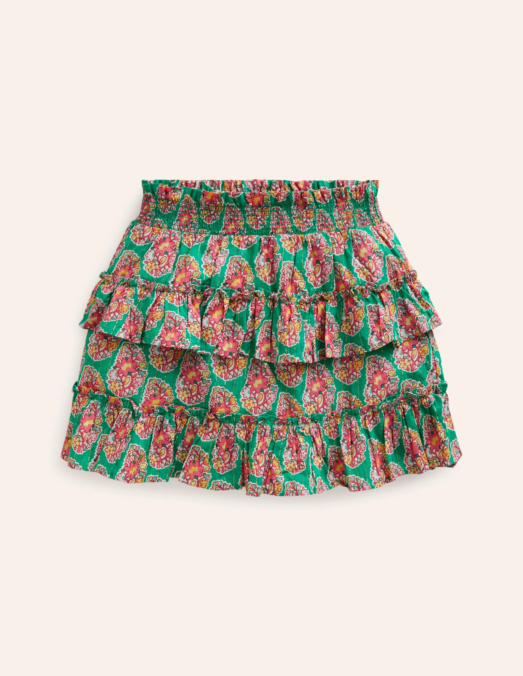 Bedruckter Stufenskort-Jadegrün Paisley