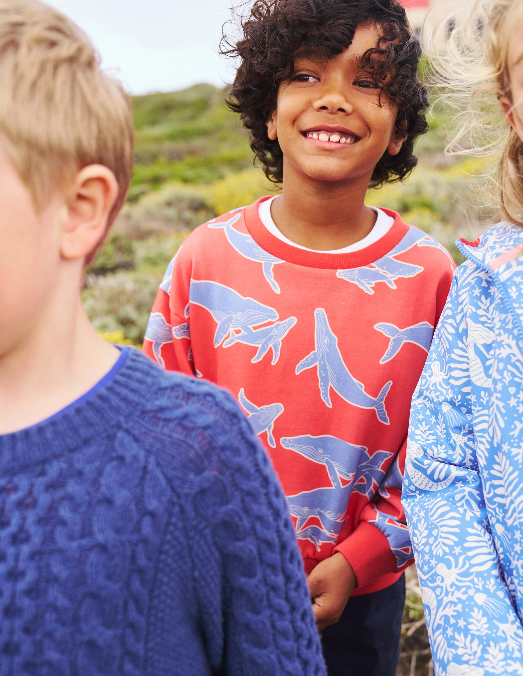 Bedrucktes Sweatshirt mit lockerer Passform-Marmeladenrot Wale - Image 4