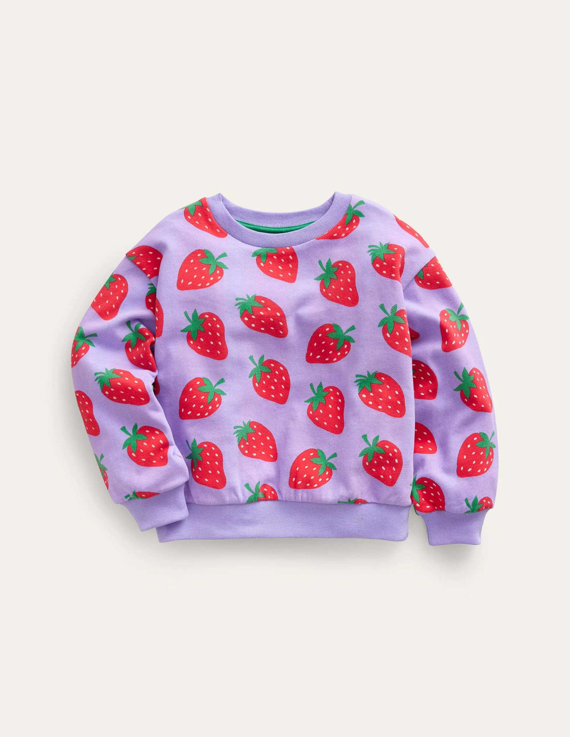 Bedrucktes Sweatshirt mit lockerer Passform-Parma-Violett Erdbeeren