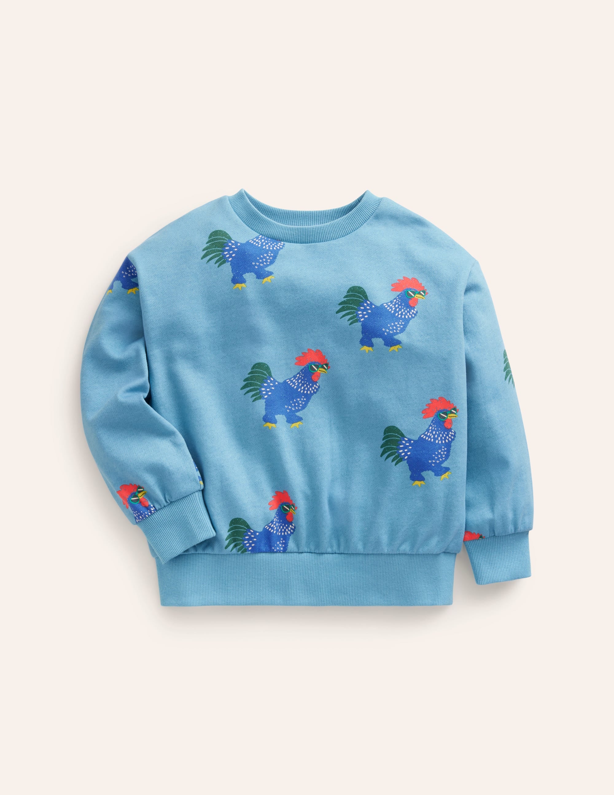 Bedrucktes Sweatshirt mit lockerer Passform-Pavillion Blau Hähnchen