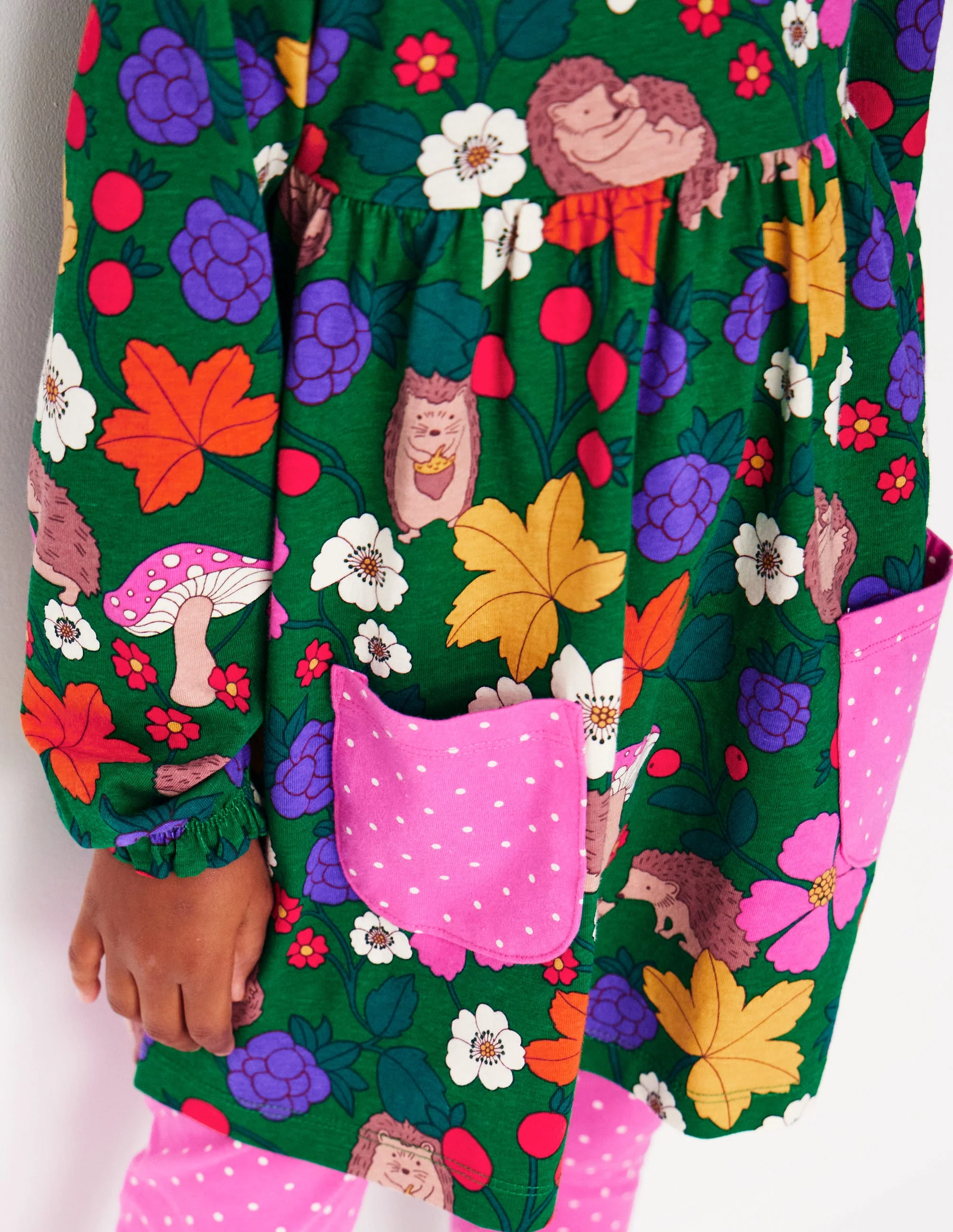 Bedrucktes Tunika- und Leggings-Set-Sattes Smaragdgrün Igel - Image 4