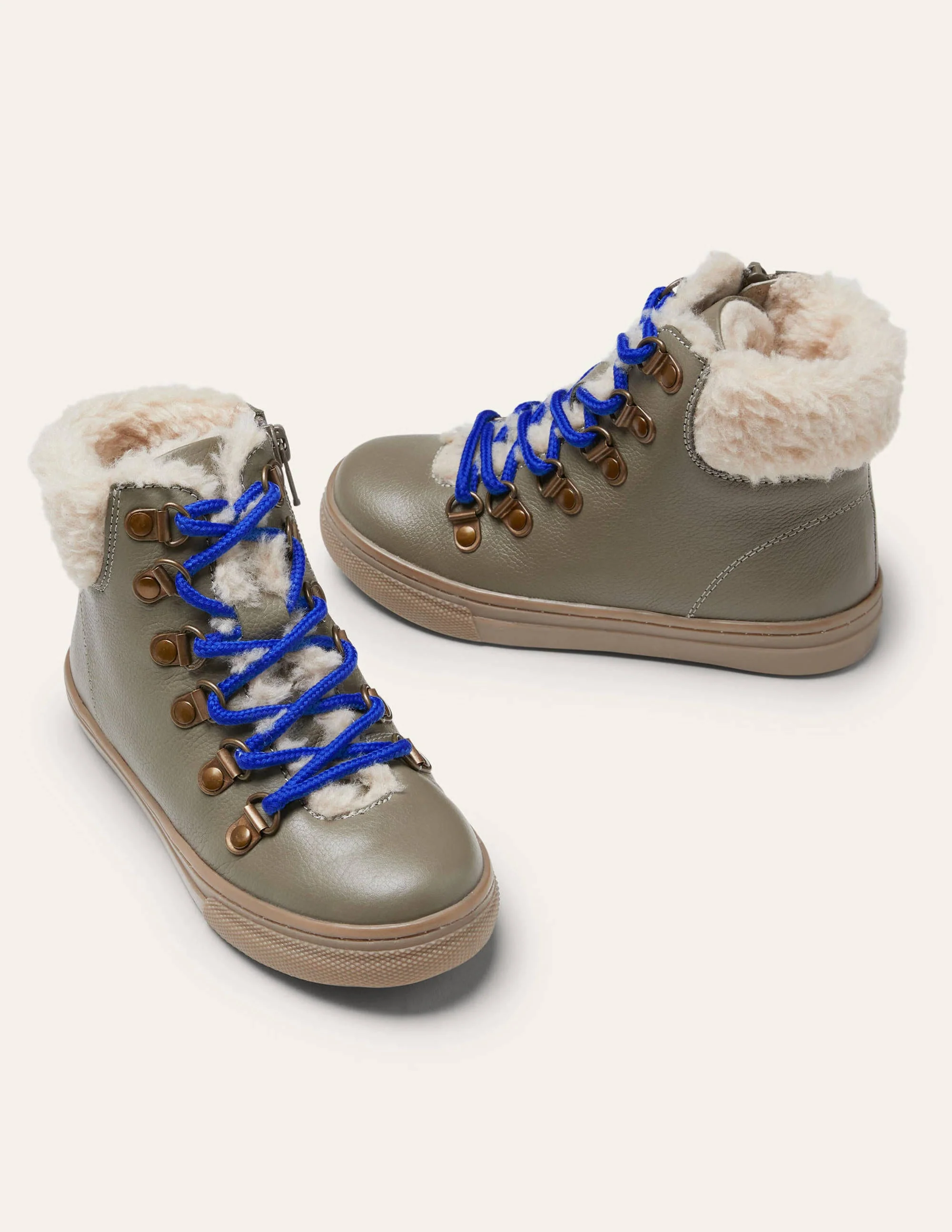 Bequeme Schnürstiefel aus Leder-Braun