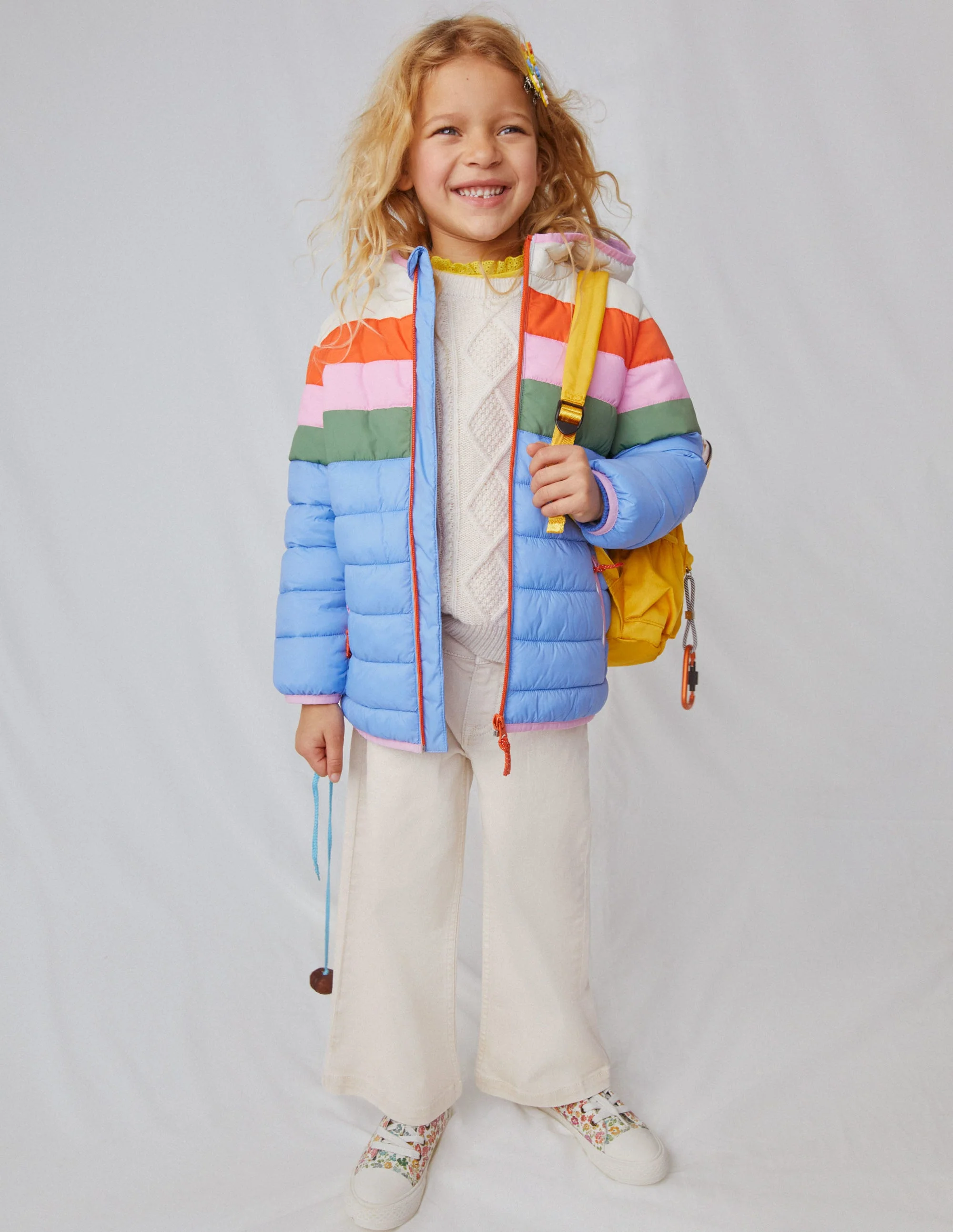 Bequeme wattierte Jacke zum Verstauen-Provence-Blau, Gestreift - Image 4
