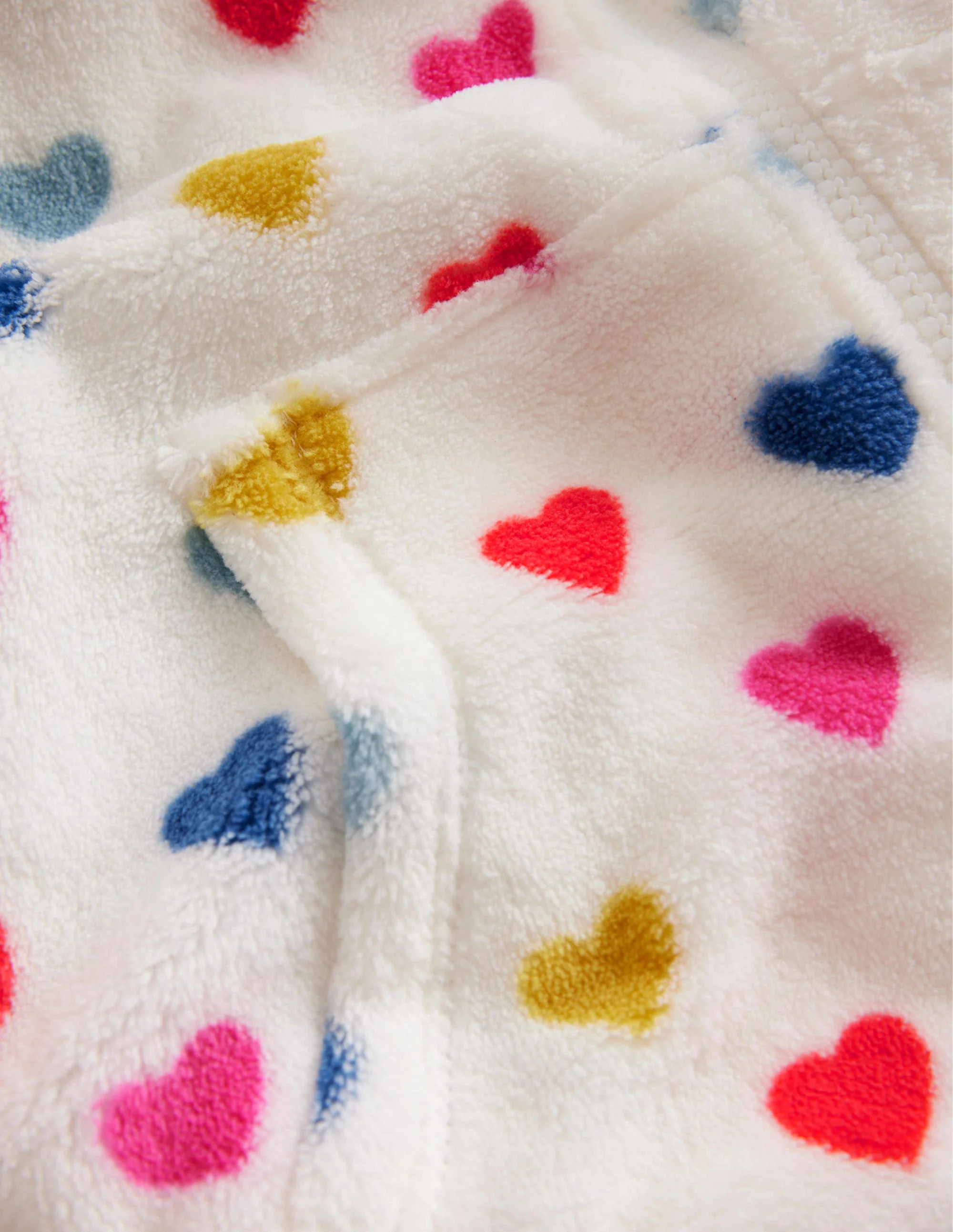 Bequemer Fleece-Overall-Naturweiß Bunte Herzen - Image 3