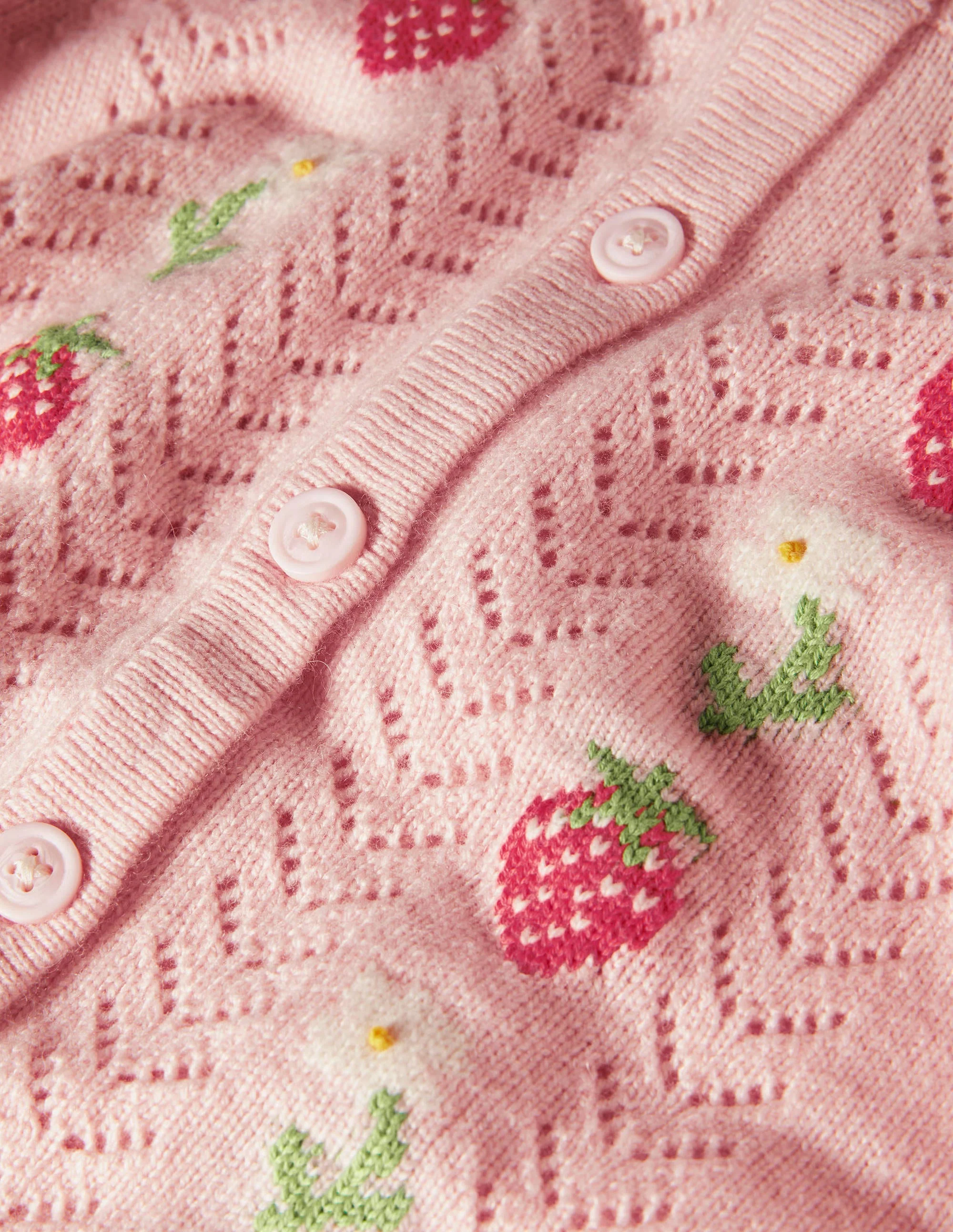 Bequemer Pointelle-Cardigan-Provence-Rosa, Erdbeeren - Image 3
