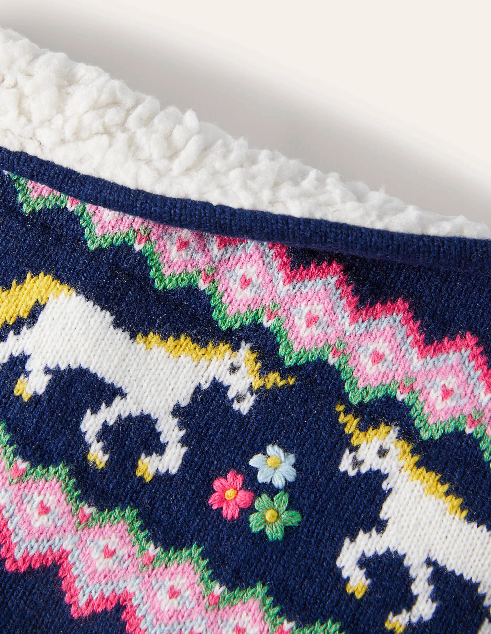 Bequemer Schlauchschal mit Fair-Isle-Muster-Schuluniform-Navy, Einhörner - Image 2