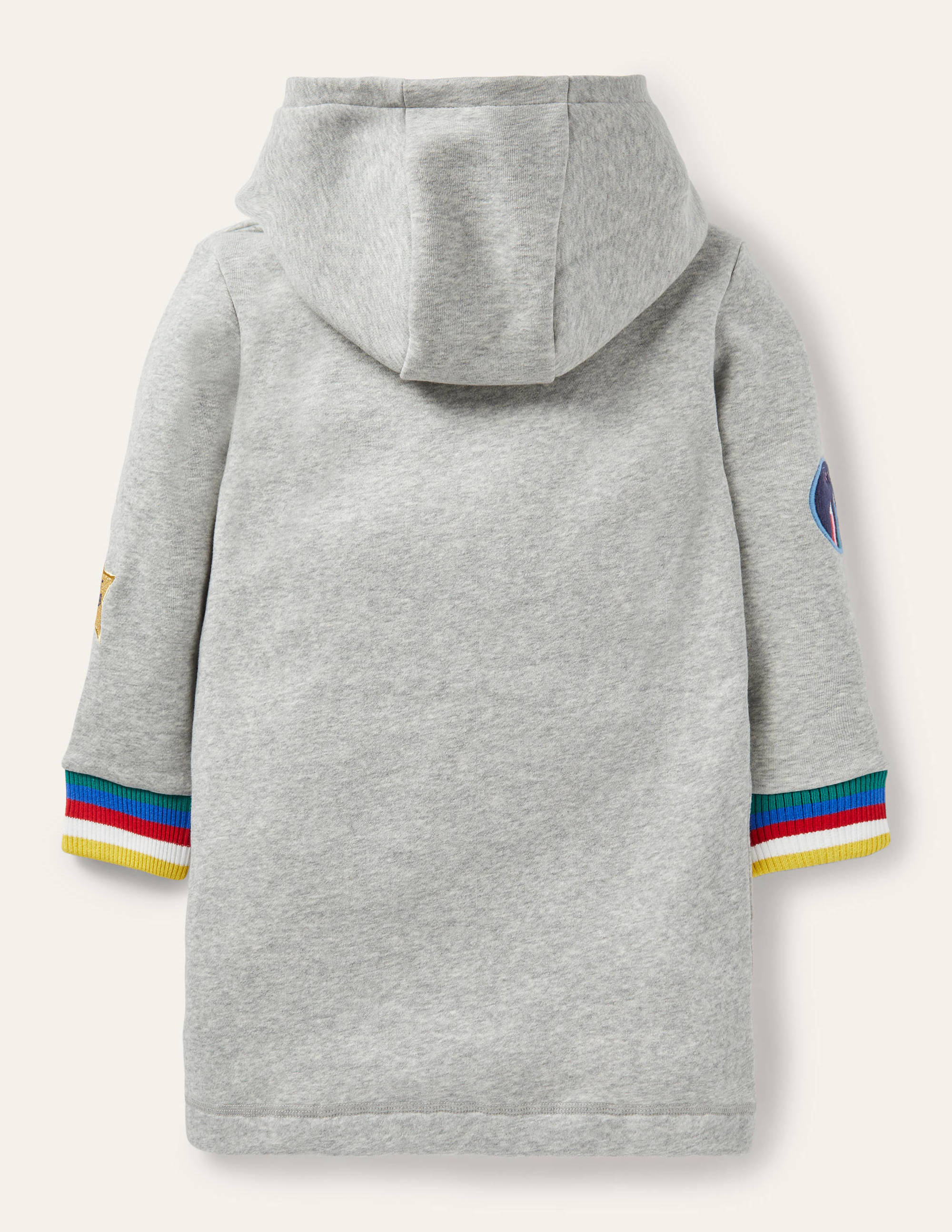 Bequemes Sweatshirt-Kleid mit Kapuze-Grau Meliert, Abzeichen - Image 2