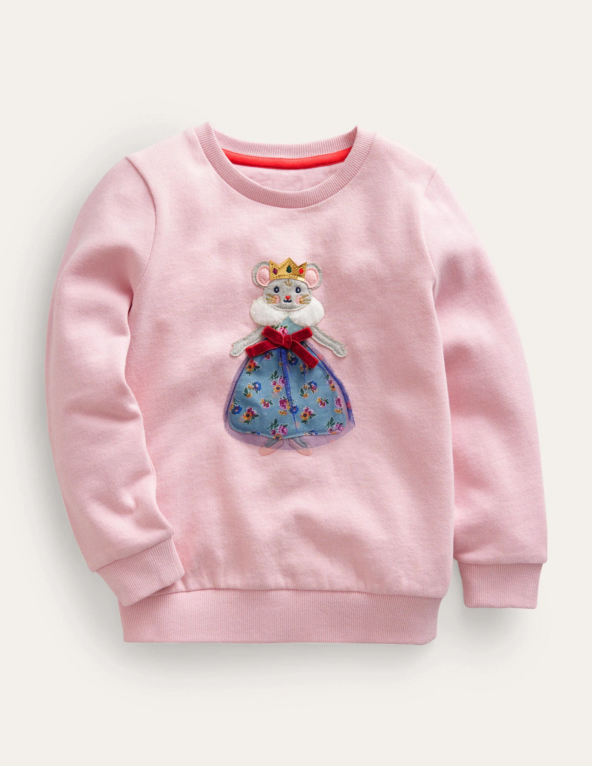 Bequemes Sweatshirt mit Applikation-Französisches Rosa Maus