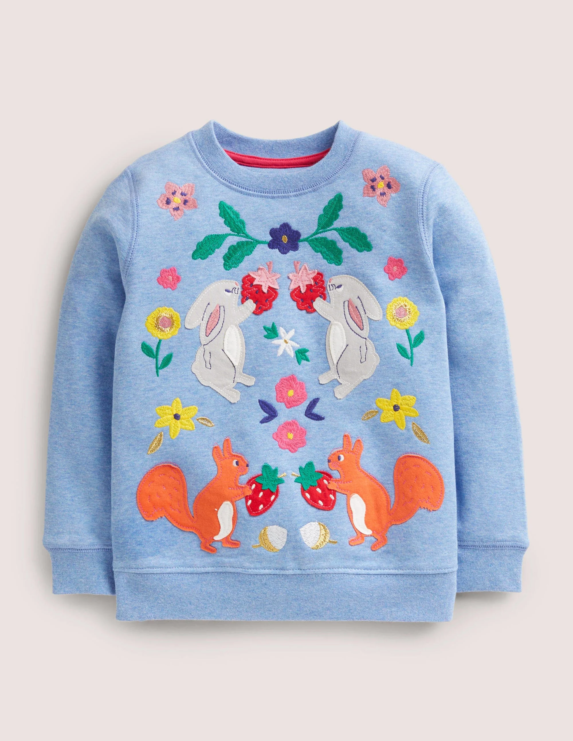 Bequemes Sweatshirt mit Applikation-Rivierablau, Waldtiere