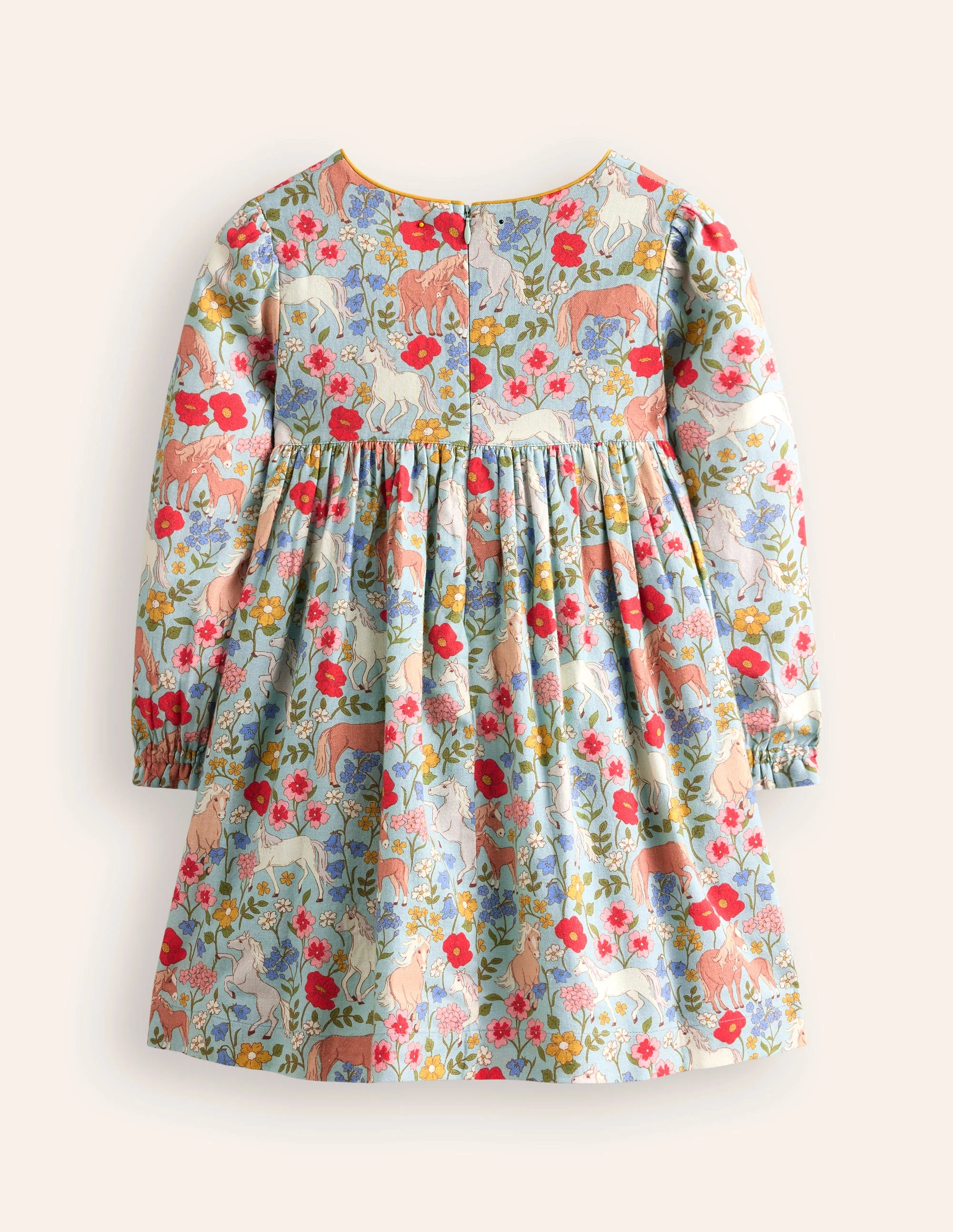 Bess Gesmoktes Kleid-Eisblau Pony Blumenmuster - Image 5