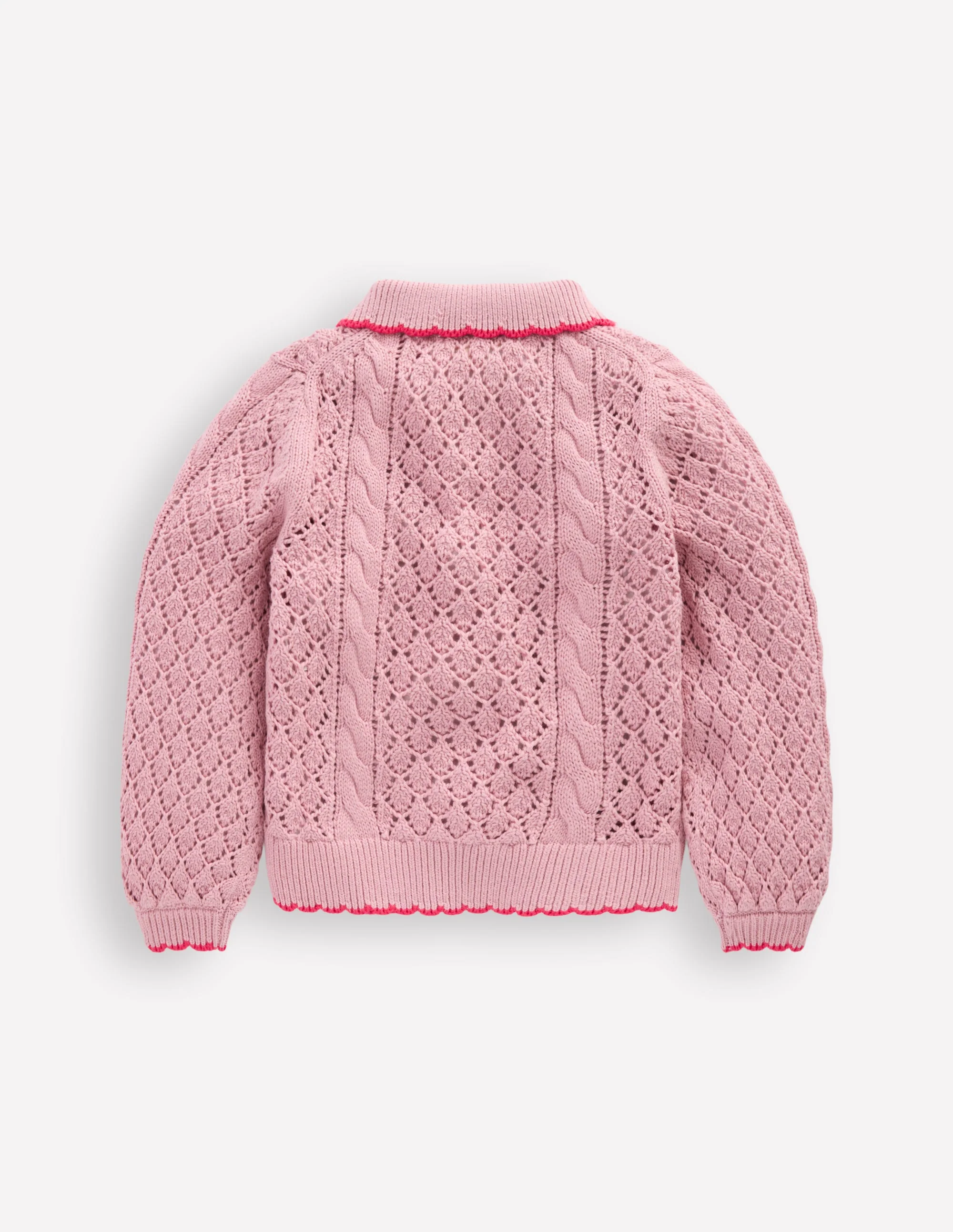 Bestickte Baumwoll-Strickjacke-Vintage-Rosa - Image 2