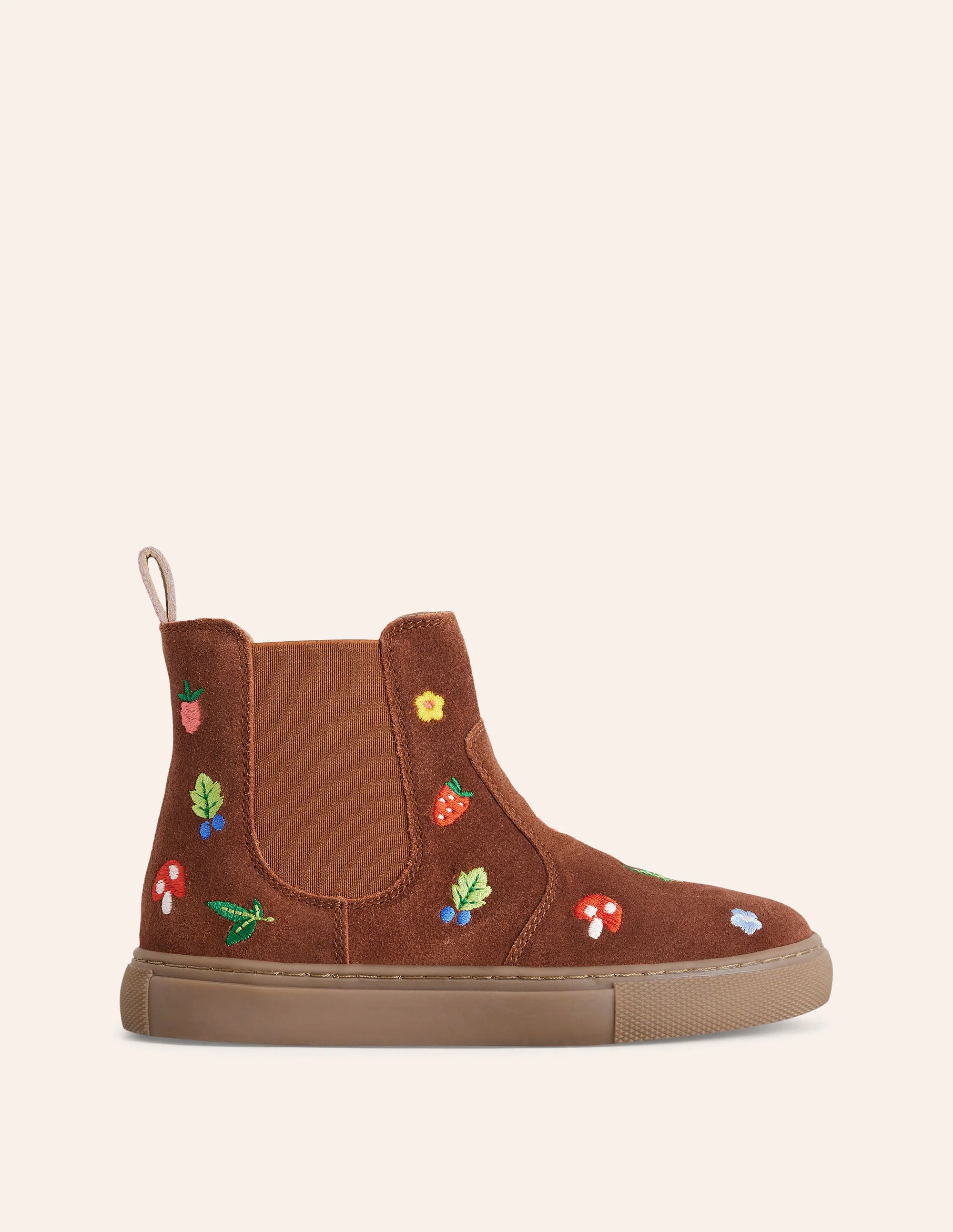 Bestickte Stiefeletten-Hellbraun Gestickte Motive