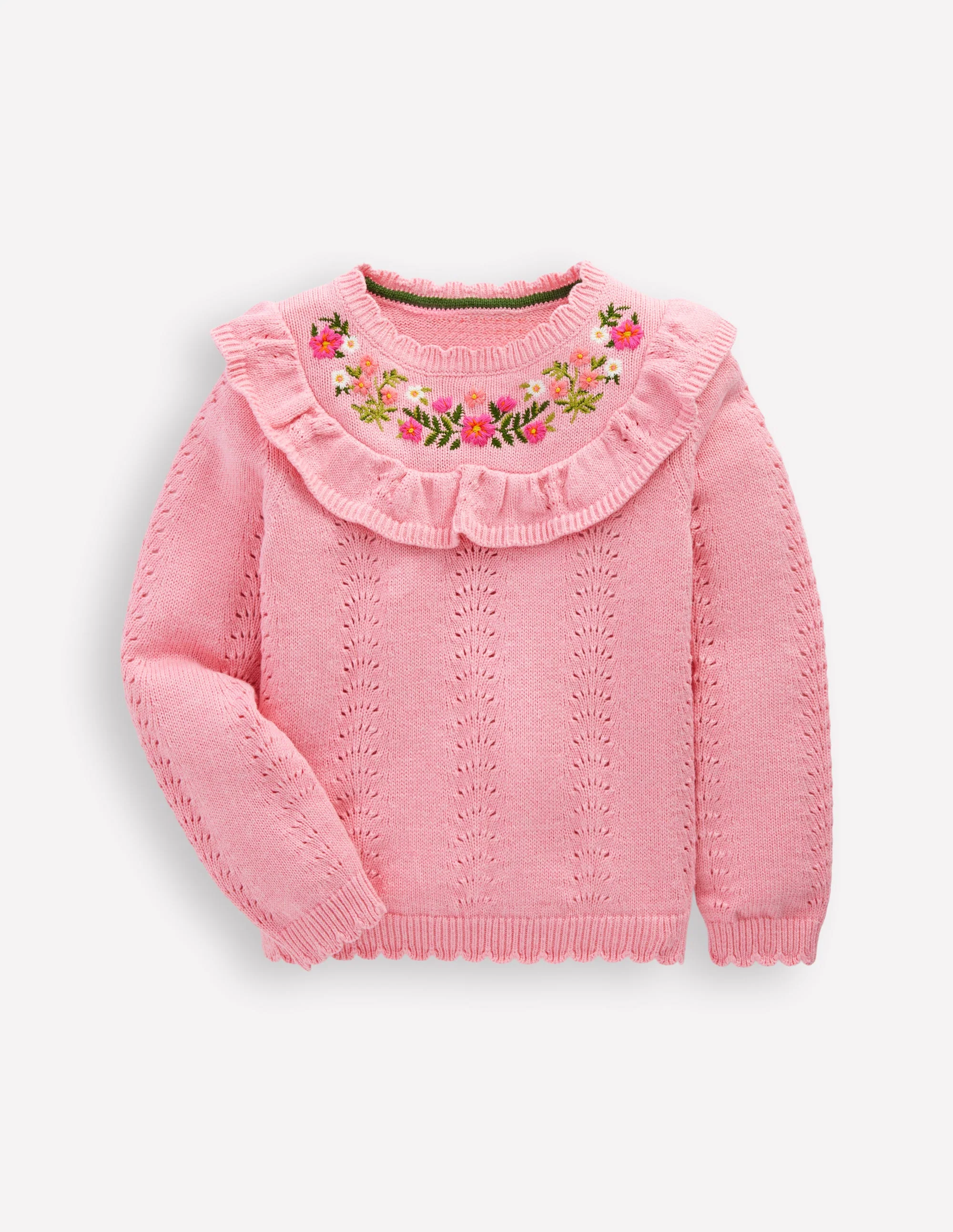 Bestickter Pointelle-Pullover-Kirschblütenrosa Meliert - Image 3