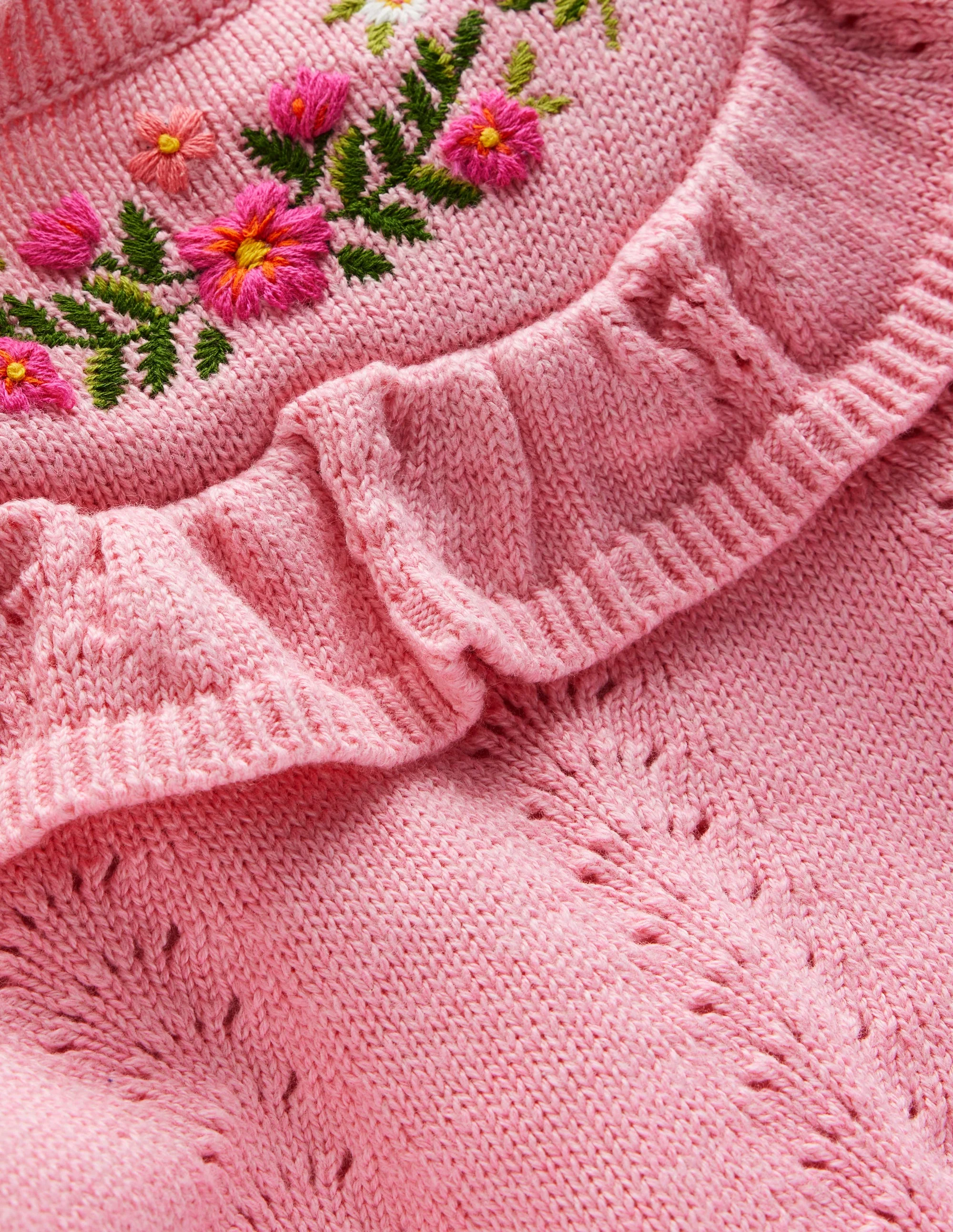 Bestickter Pointelle-Pullover-Kirschblütenrosa Meliert - Image 5