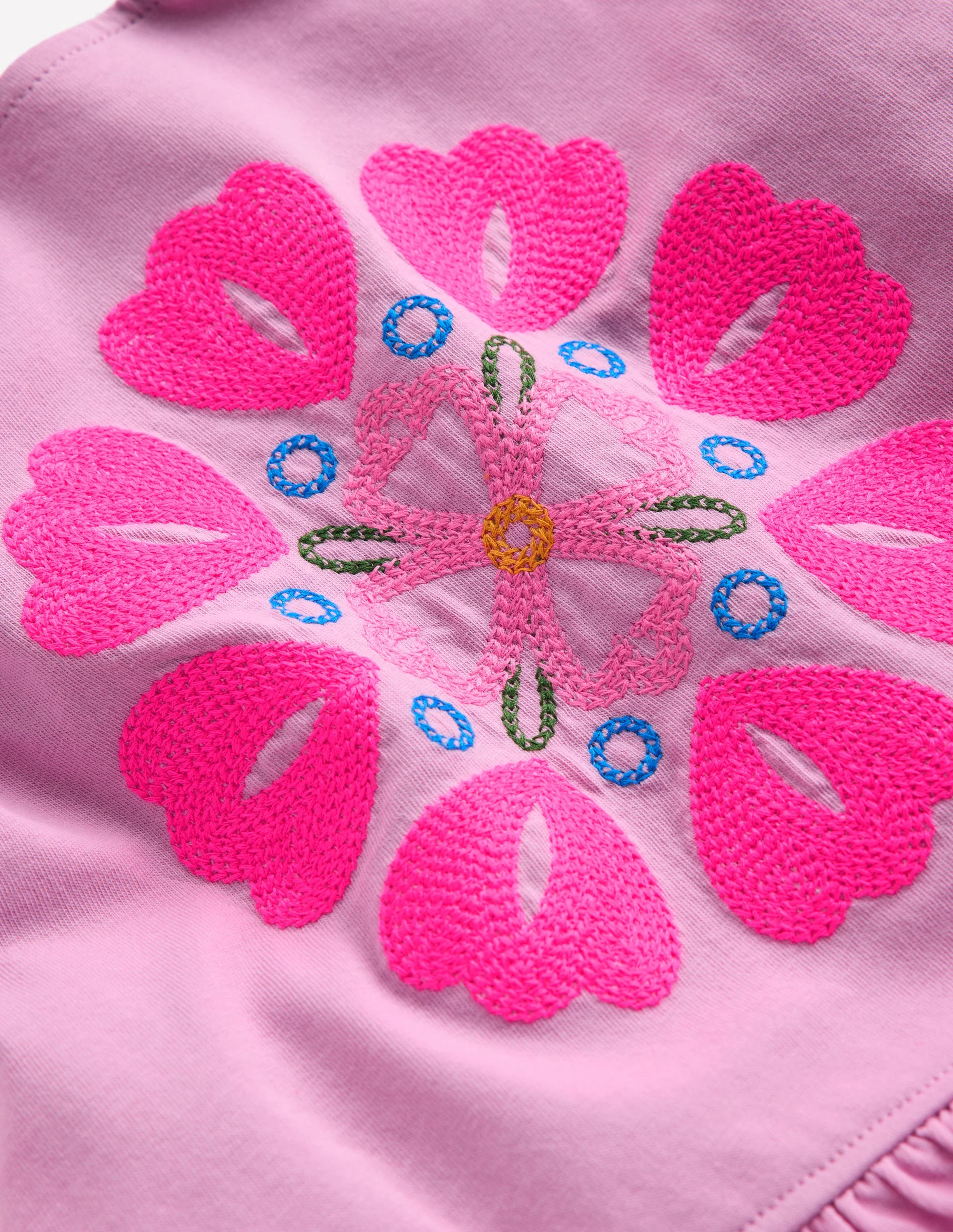 Besticktes Oberteil mit Schößchen-Kräftiges Rosa Stickerei - Image 4