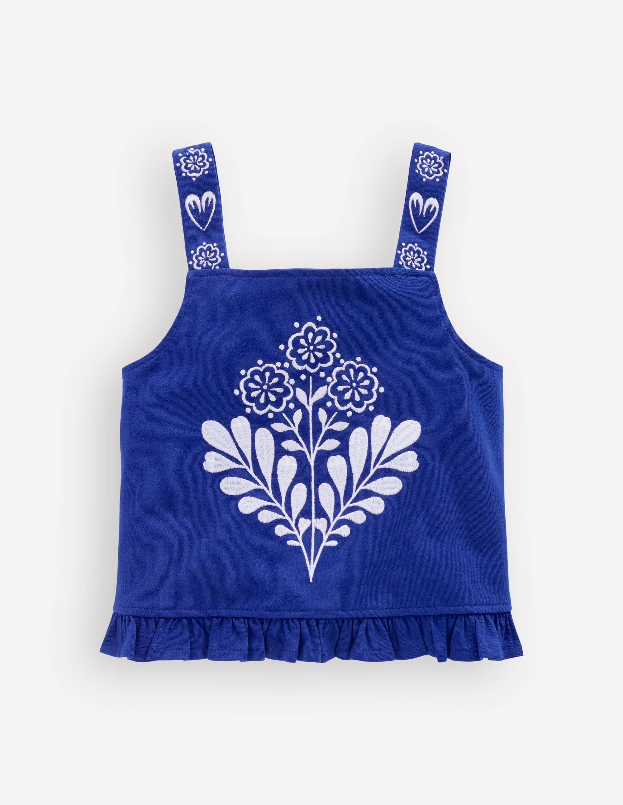 Besticktes Oberteil mit Schößchen-Leuchtendes Blau Stickerei - Image 3