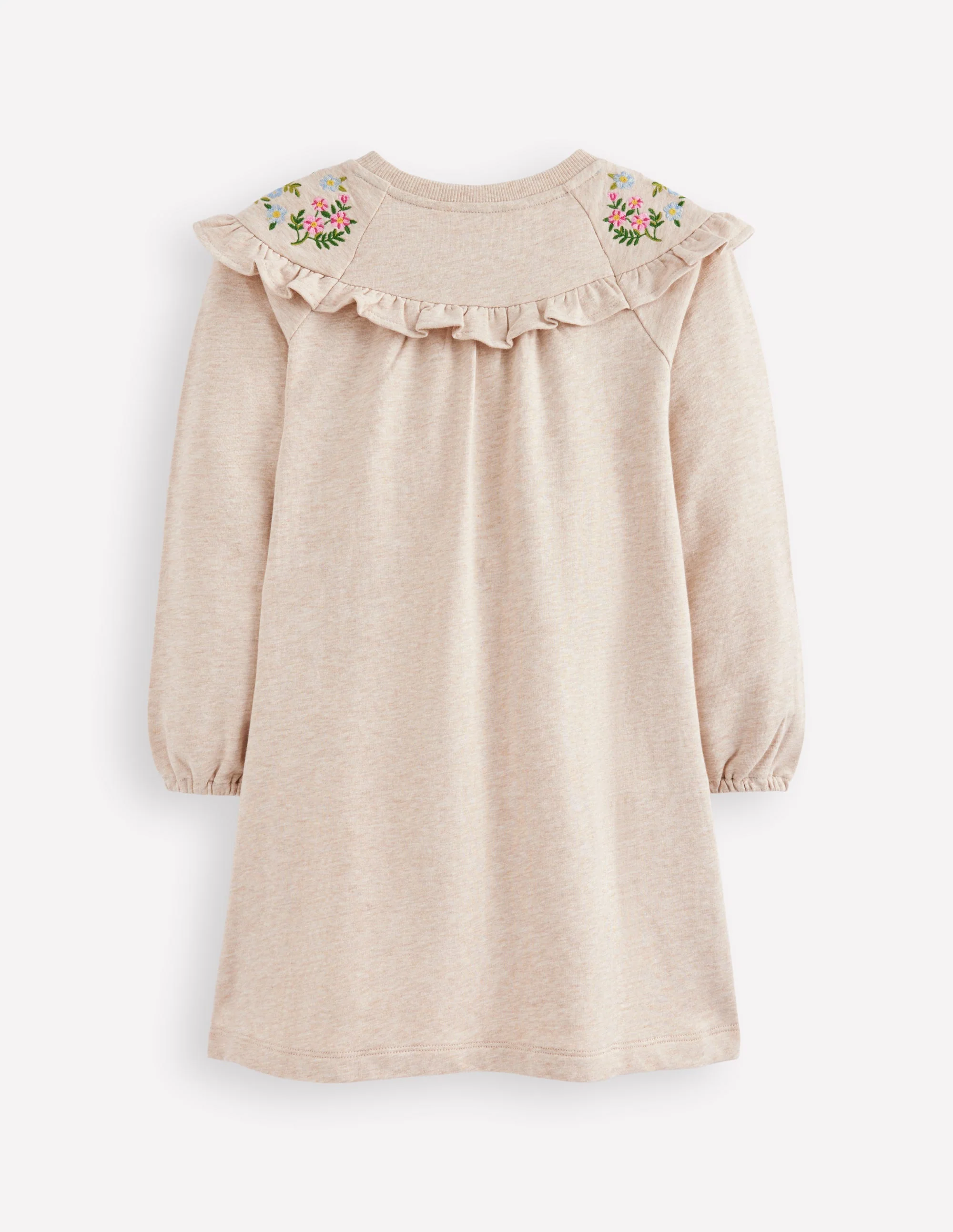 Besticktes Sweatshirt-Kleid-Beige Meliert - Image 2