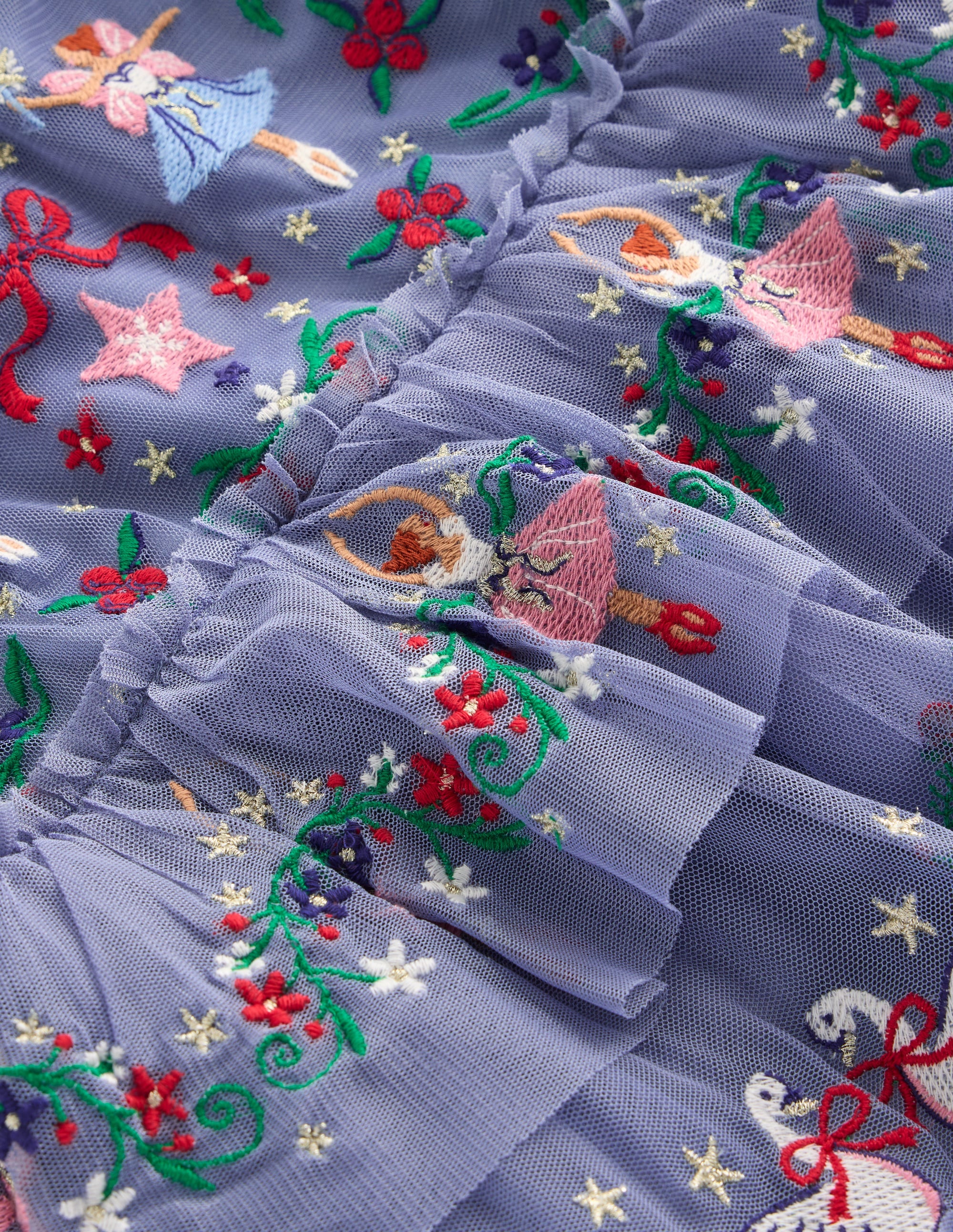 Besticktes Tüll-Rüschenkleid-Elektrisierendes Blau Stickerei - Image 3