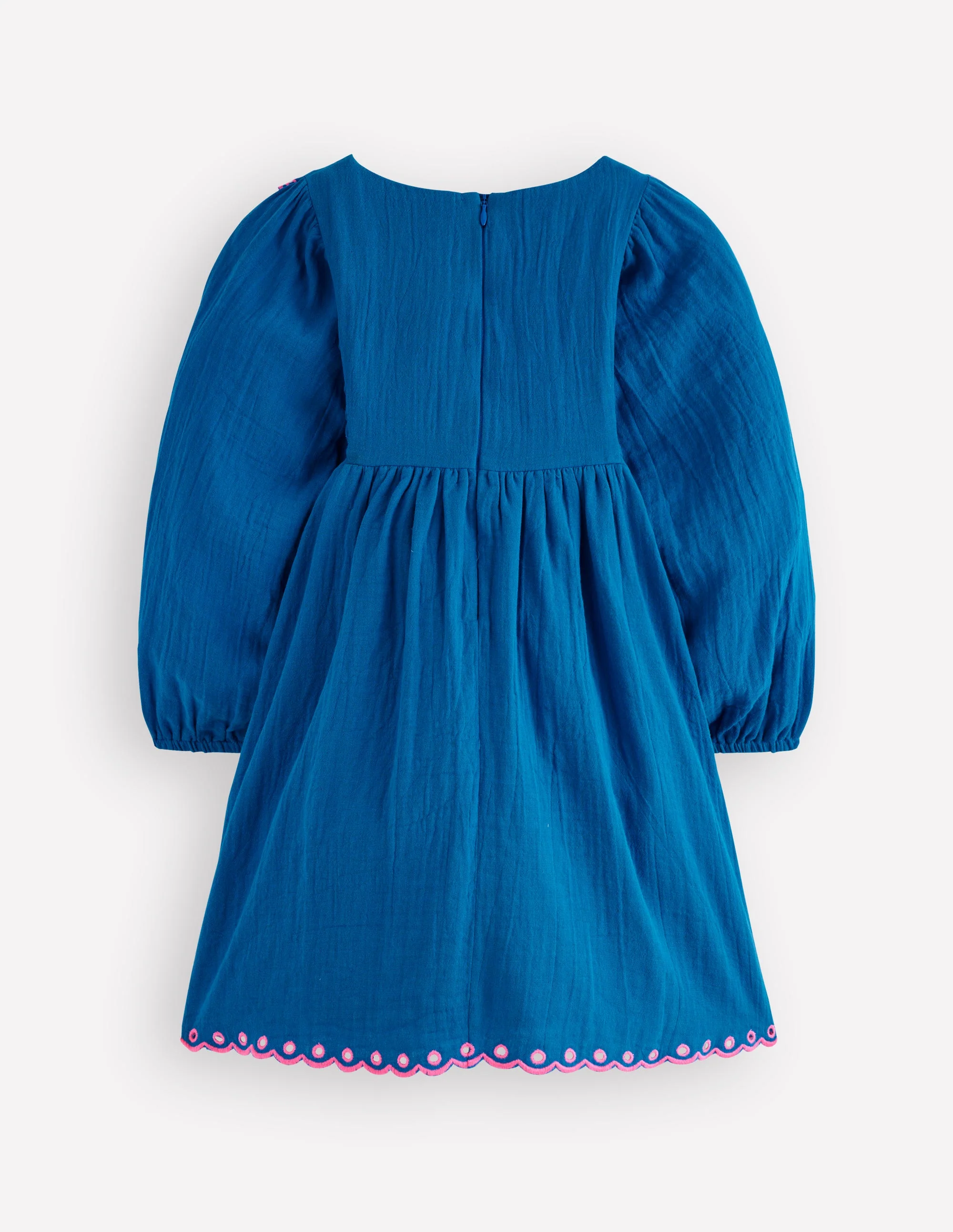 Besticktes Webkleid-Blau - Image 2