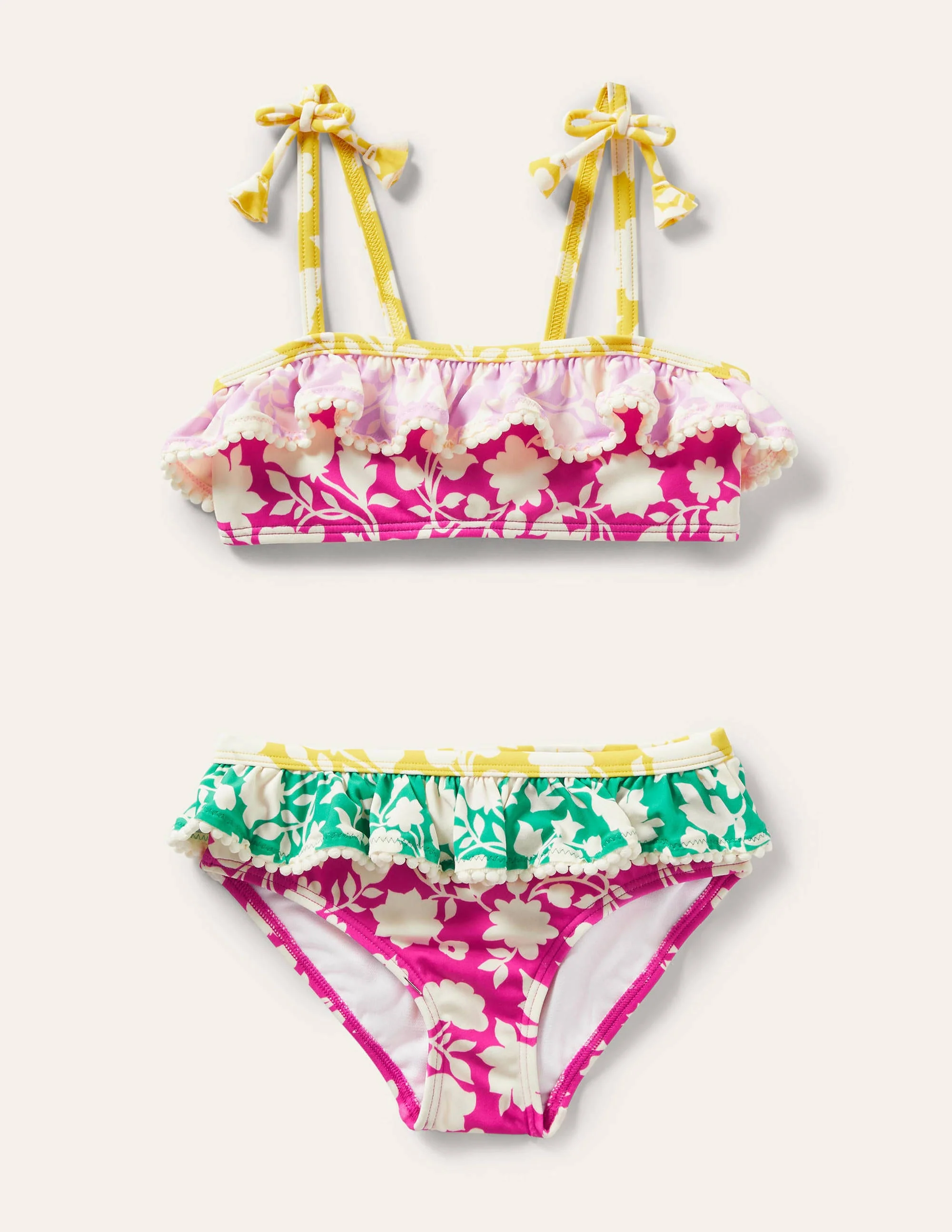 Bikini mit Mustermix und Rüschen-Beerenviolett, Paisleymuster