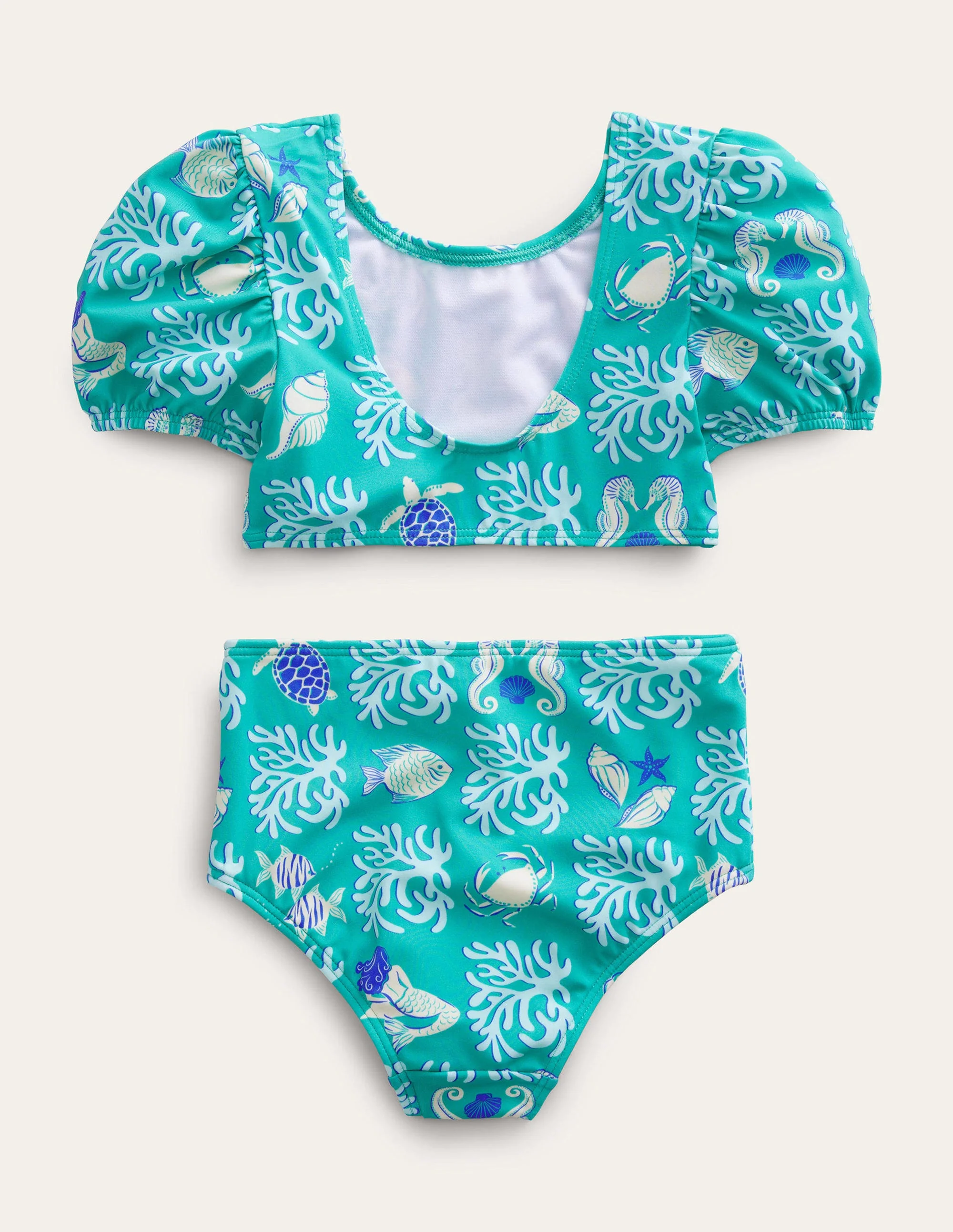Bikini mit Puffärmeln-Tropisches Grün, Frühlingslagune - Image 2