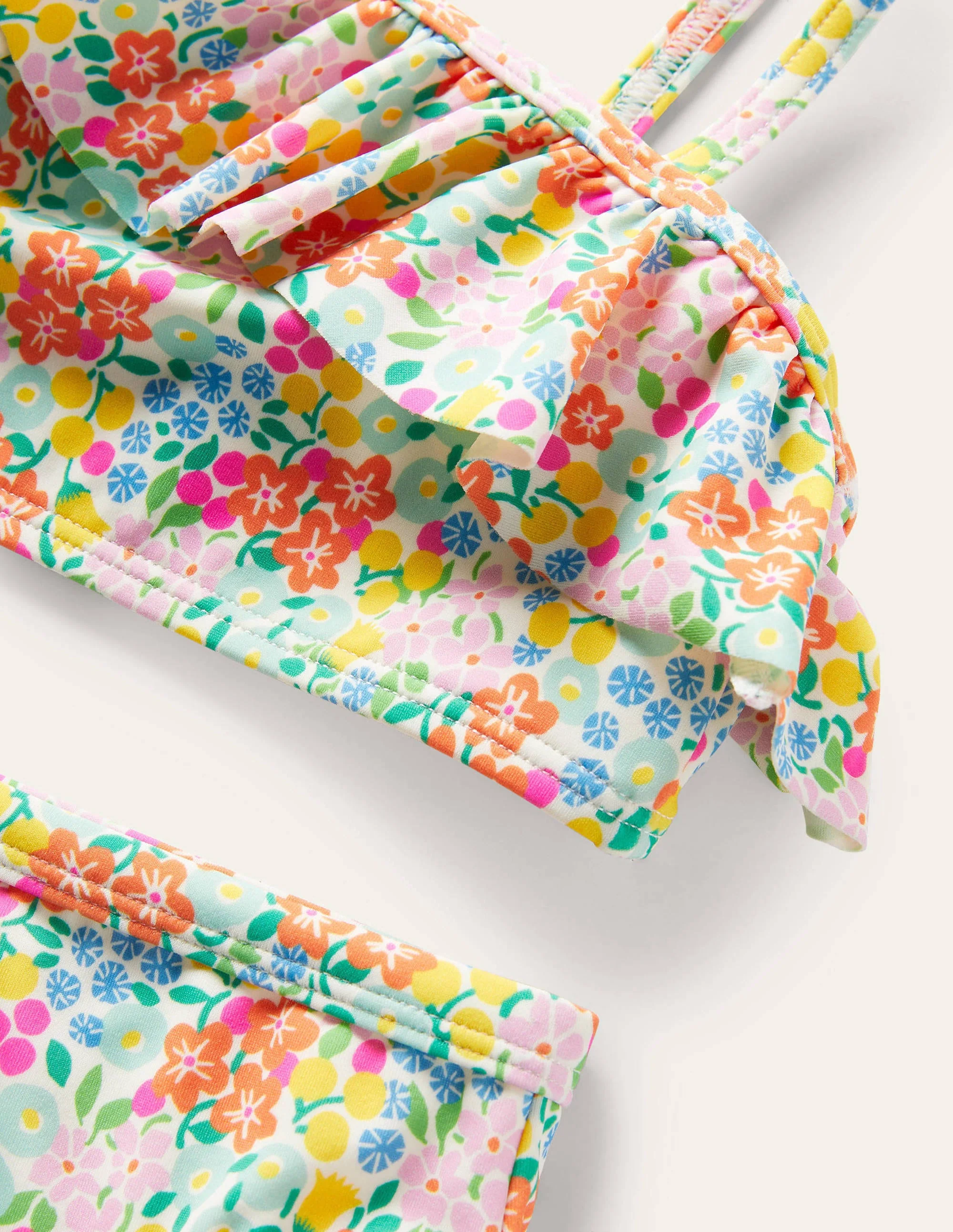Bikini mit Rüschen auf einer Schulter-Bunt, Tropisches Blumenbeet - Image 3