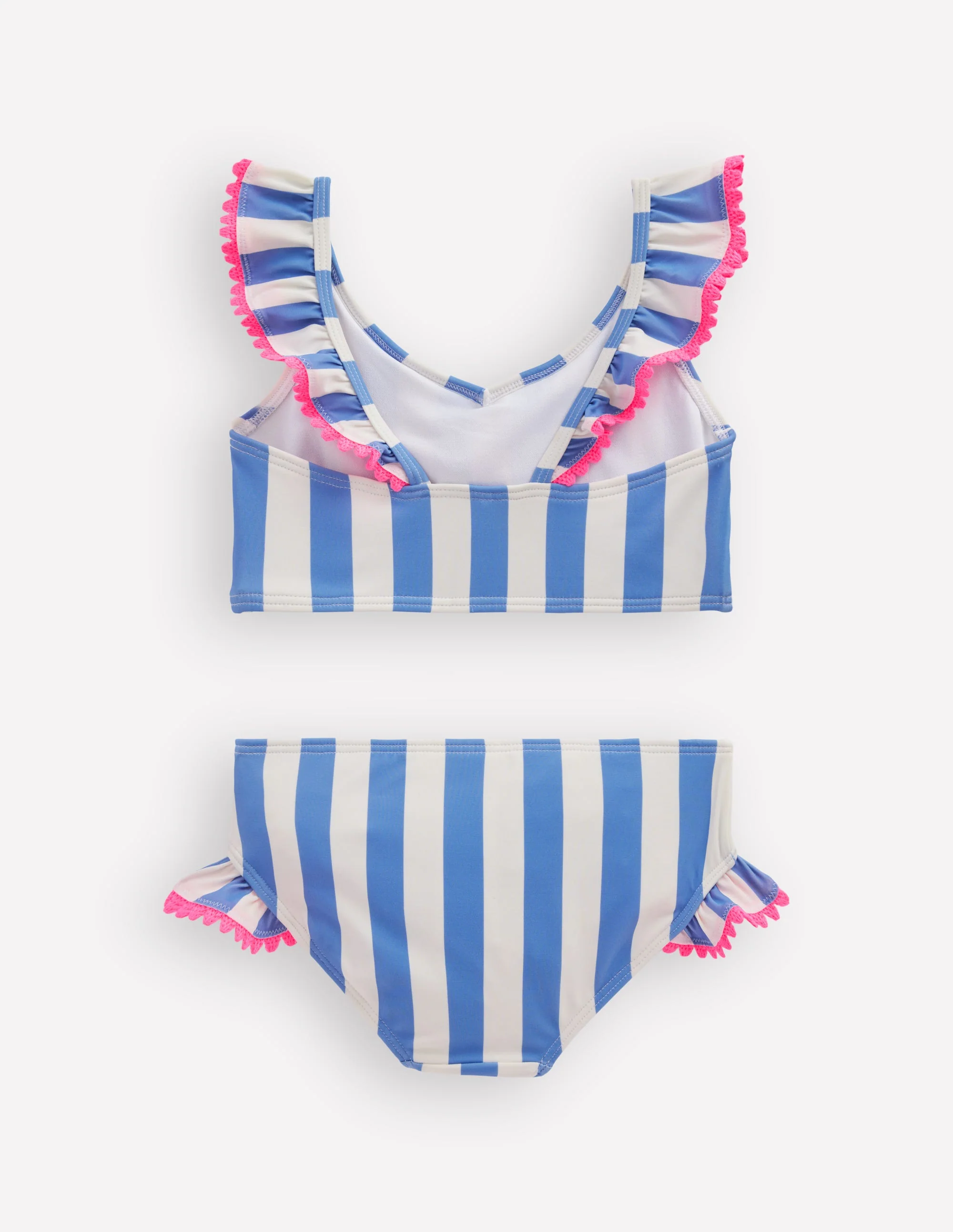 Bikini mit Rüschen und V-Ausschnitt-Denim-Blau mit Streifen - Image 2