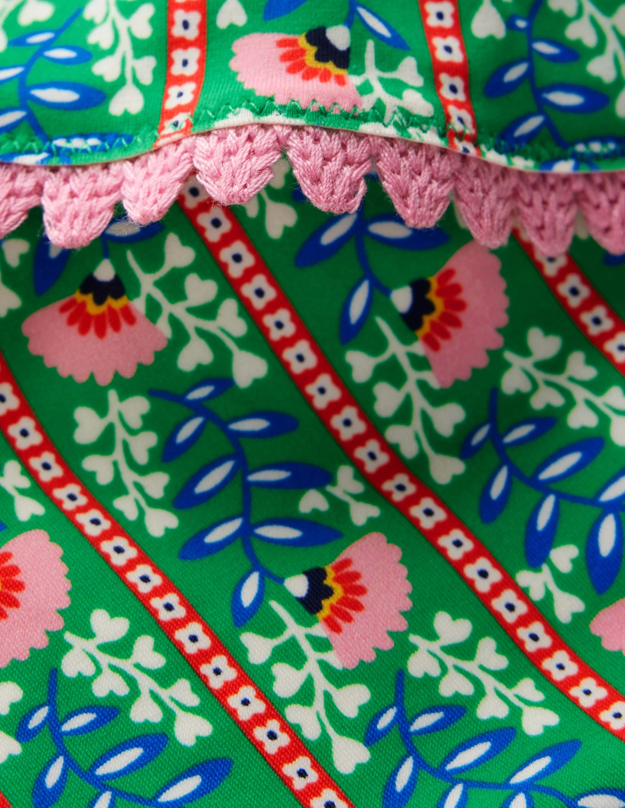 Bikini mit Rüschen und V-Ausschnitt-Leuchtendes Grün Florale Weinrebe - Image 3