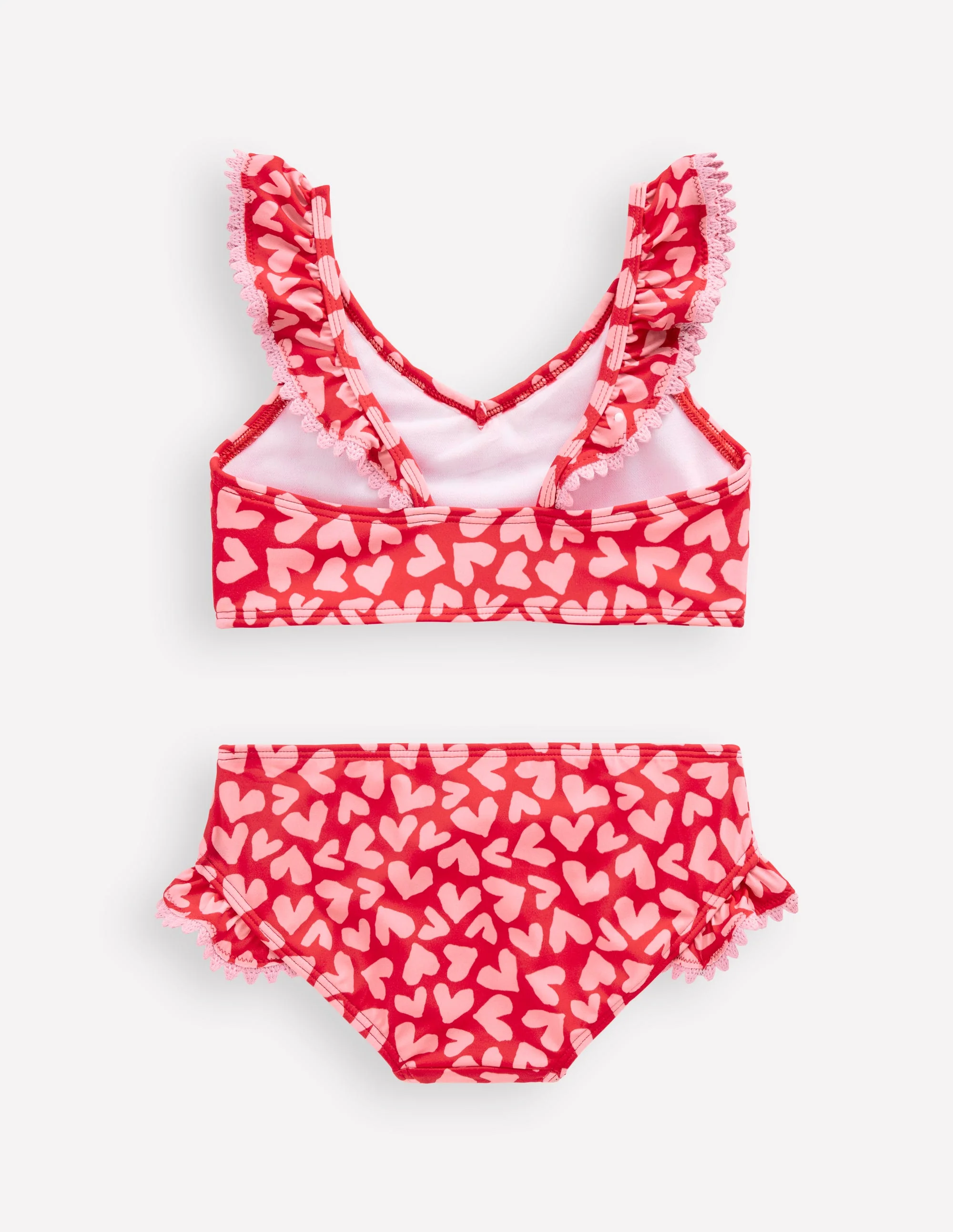 Bikini mit Rüschen und V-Ausschnitt-Rockabilly-Rot Herz-Collage - Image 2