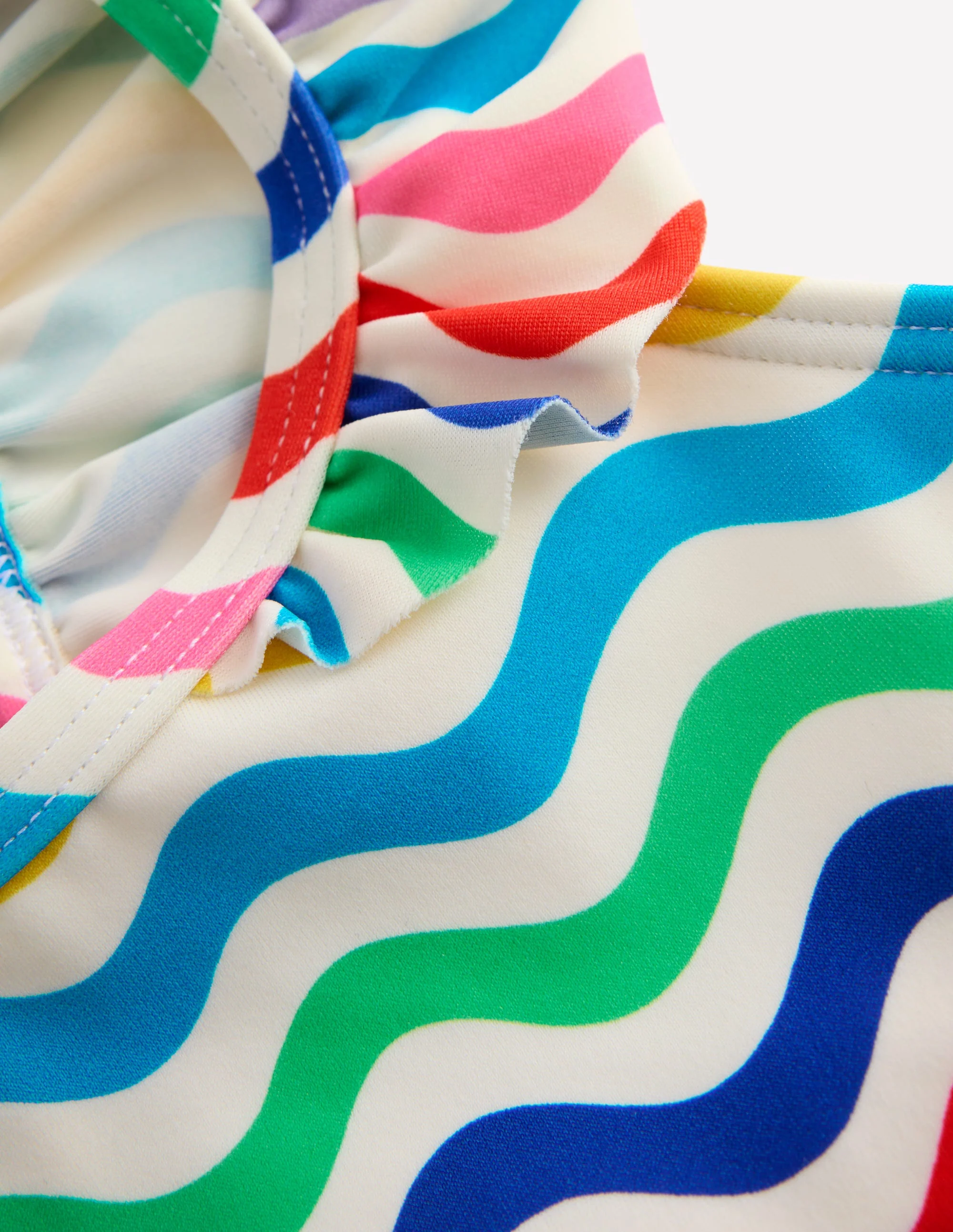 Bikini mit Rüschenträgern-Bunt Welle - Image 3