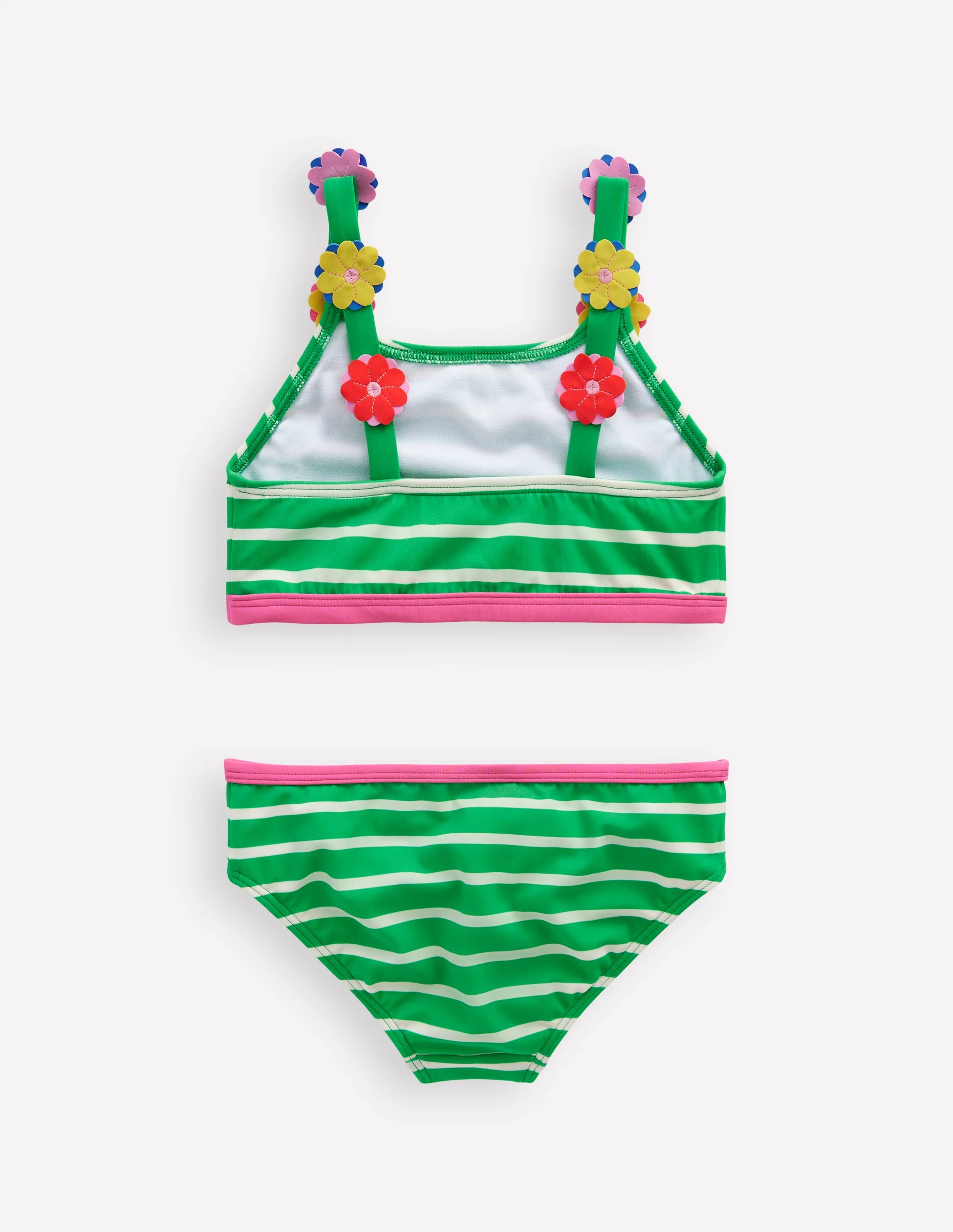 Bikini mit Trägerapplikationen-Blassgrün Streifen Herzen - Image 2