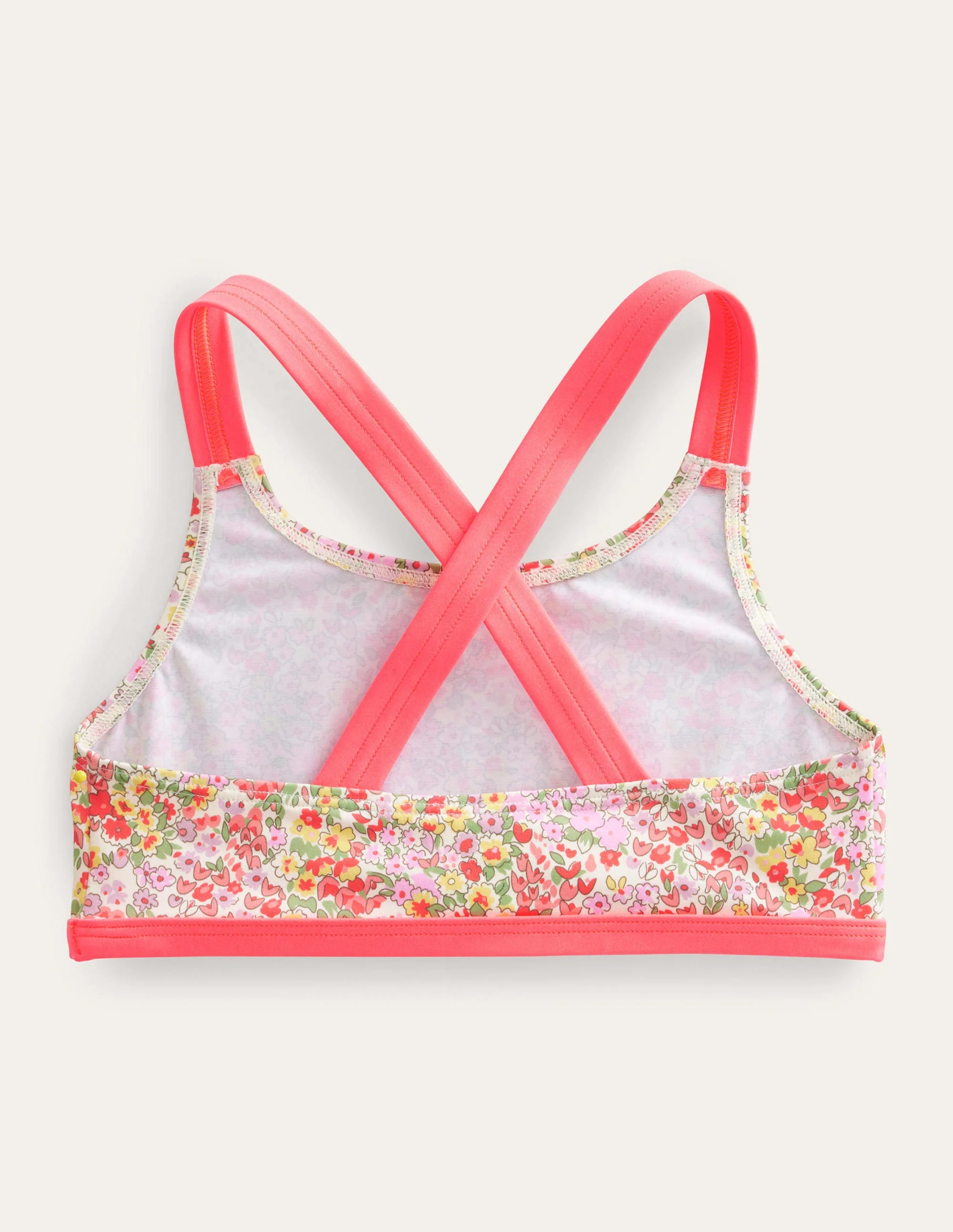 Bikinioberteil mit gekreuzten Rückenträgern-Vanille, Frühlingsblumen - Image 2