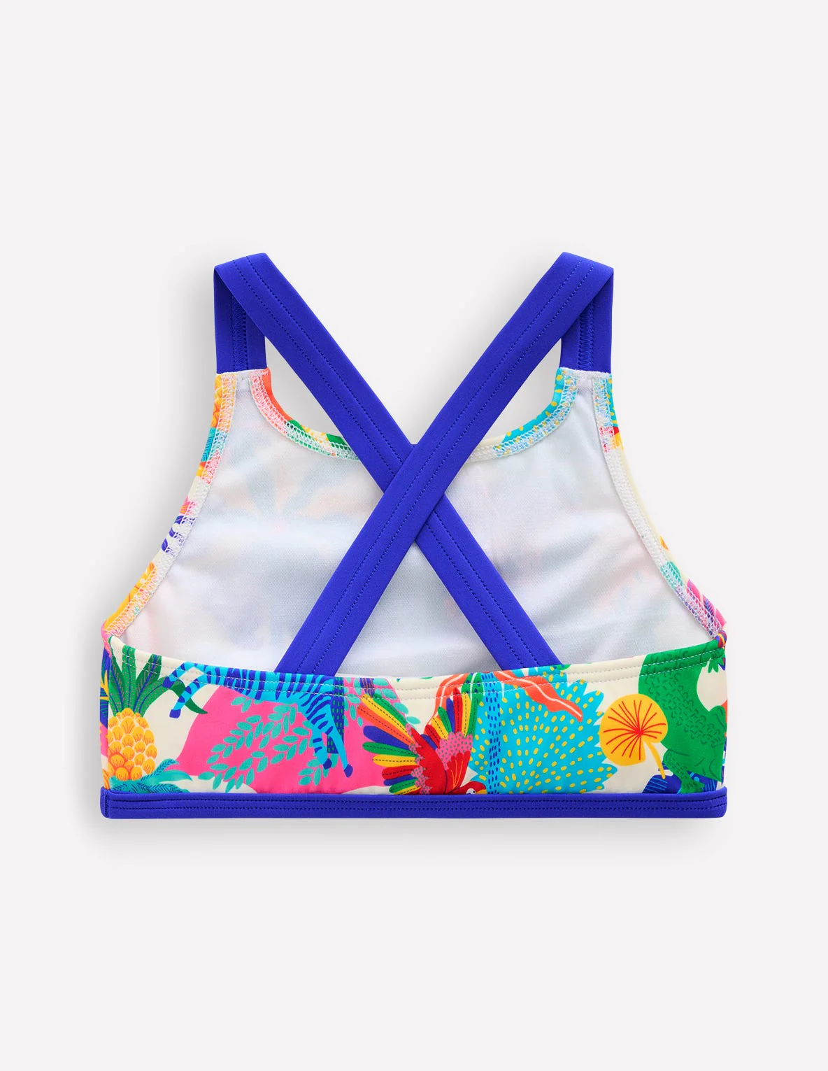 Bikinioberteil mit überkreuzter Rückseite-Weiches Naturweiß Bunt Dschungel - Image 2